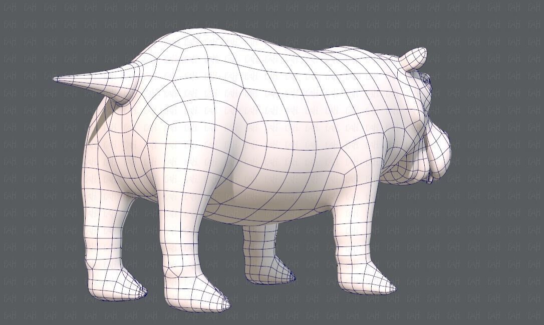 Hippo V01 Low-poly 3D model_12