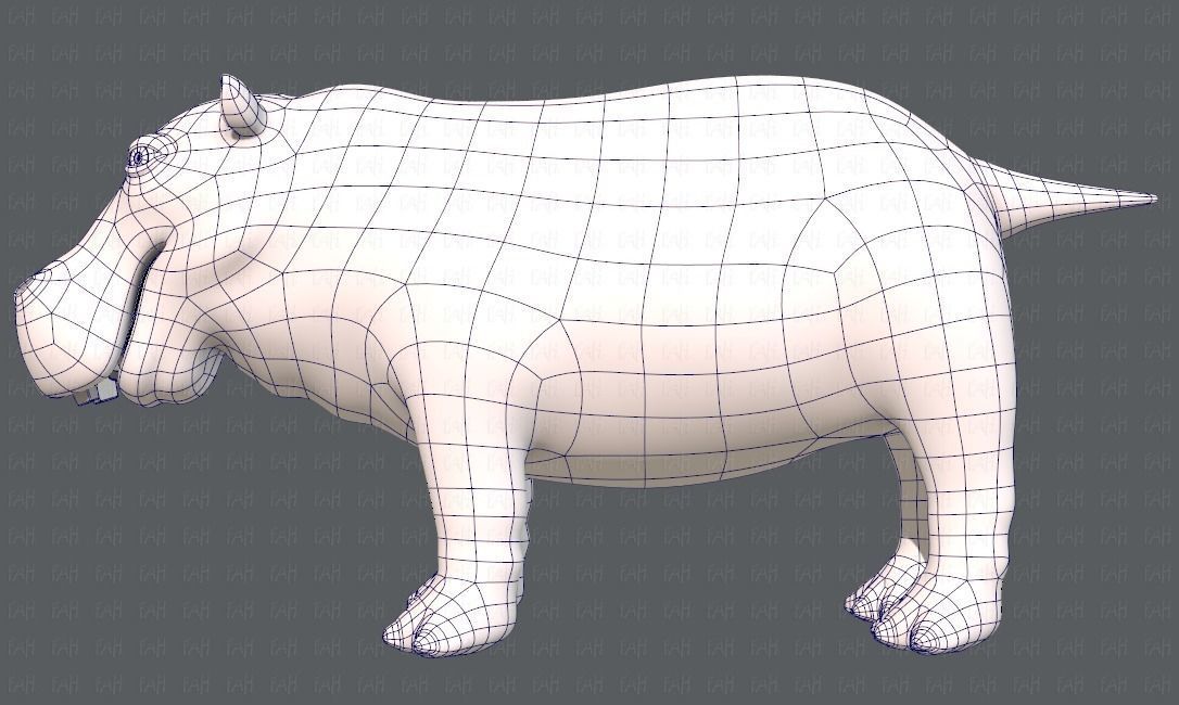 Hippo V01 Low-poly 3D model_15