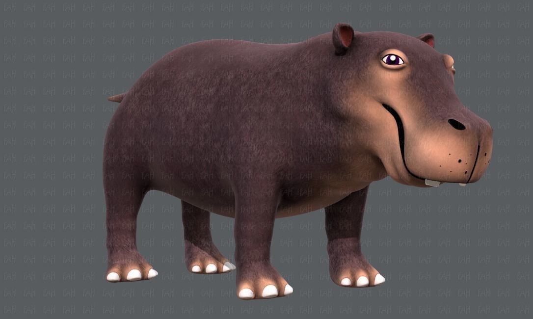 Hippo V01 Low-poly 3D model_2