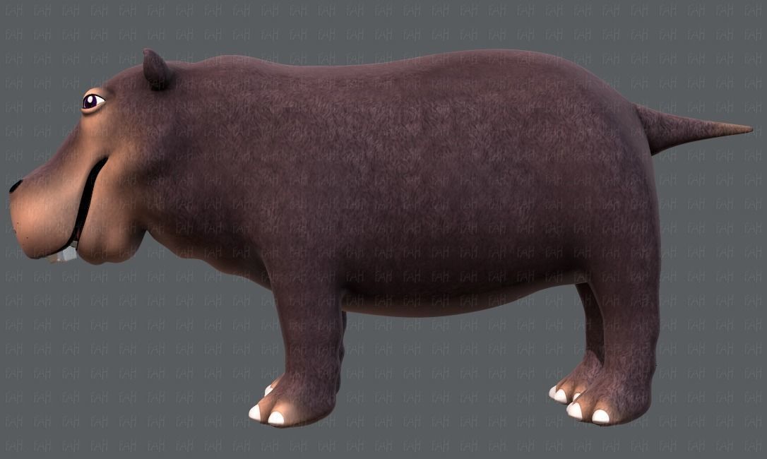 Hippo V01 Low-poly 3D model_7