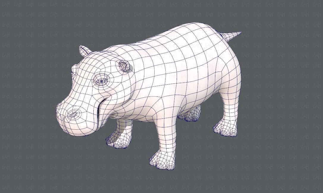 Hippo V01 Low-poly 3D model_32