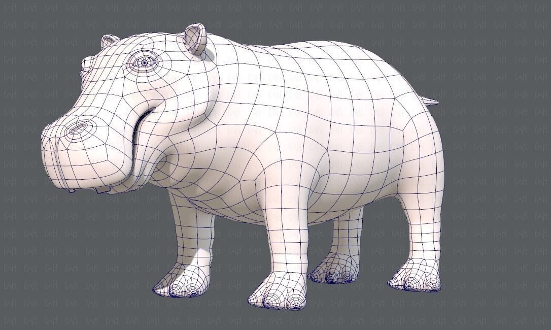 Hippo V01 Low-poly 3D model_16