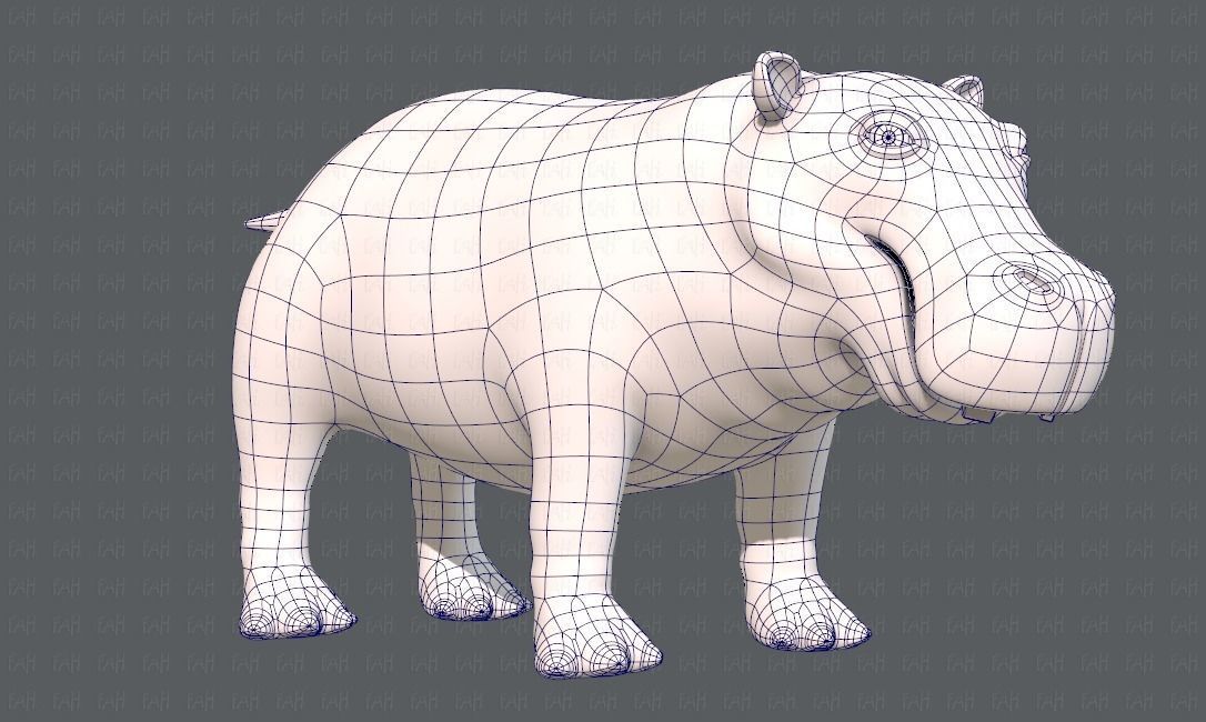 Hippo V01 Low-poly 3D model_10