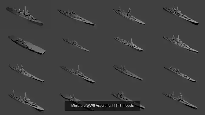 Miniature WWII Assortment I 3D Model Collection