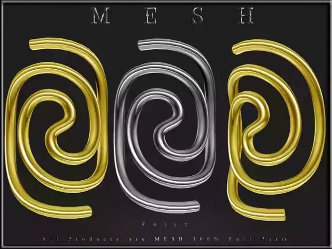 Swirl jewelry - Curved Low-poly 3D model