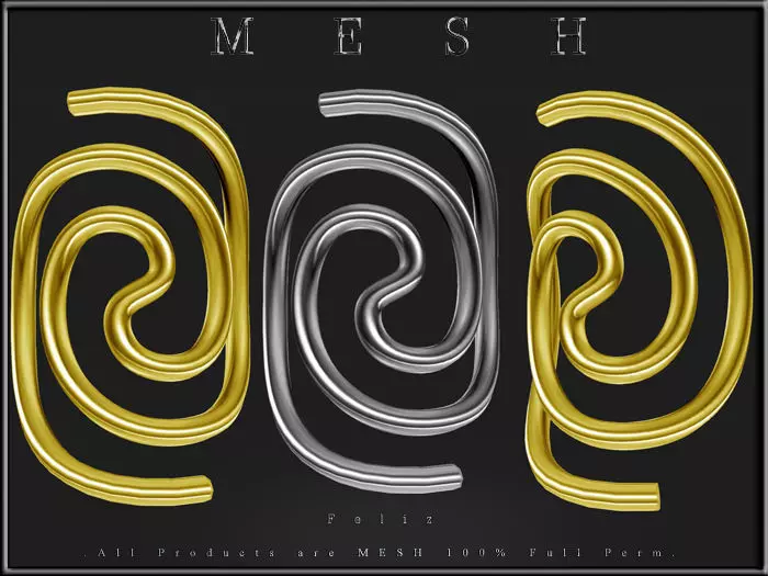 Swirl jewelry - Curved Low-poly 3D model_0