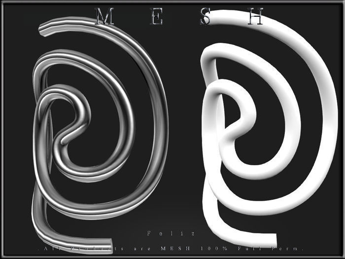 Swirl jewelry - Curved Low-poly 3D model_1