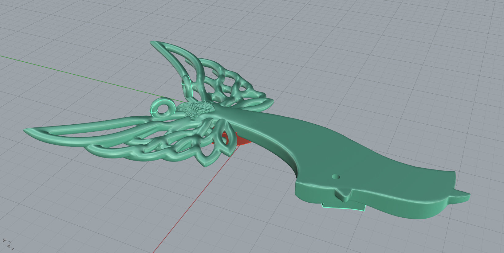 Angel necklace with wings and heart 3D print model_16