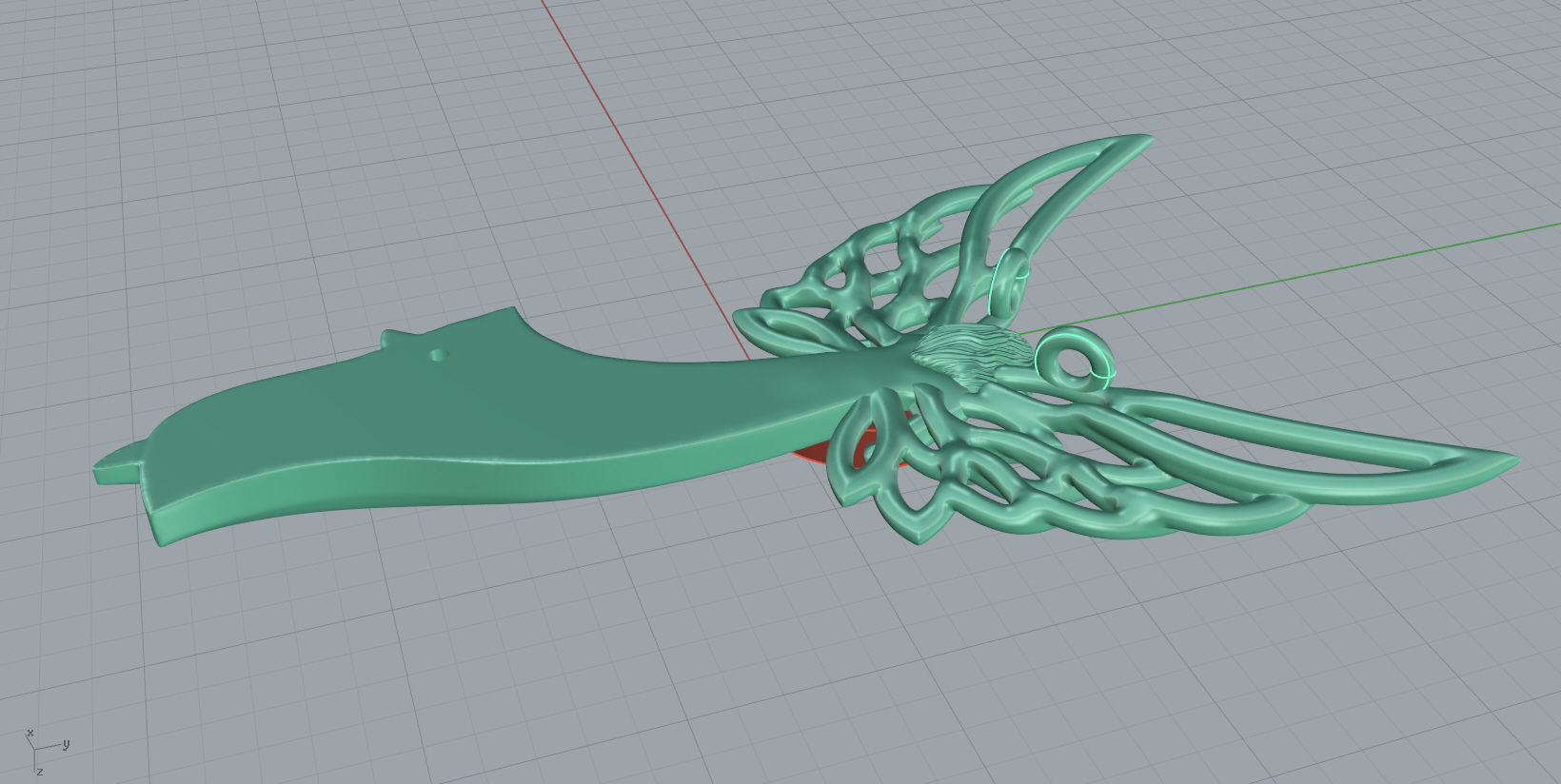 Angel necklace with wings and heart 3D print model_15