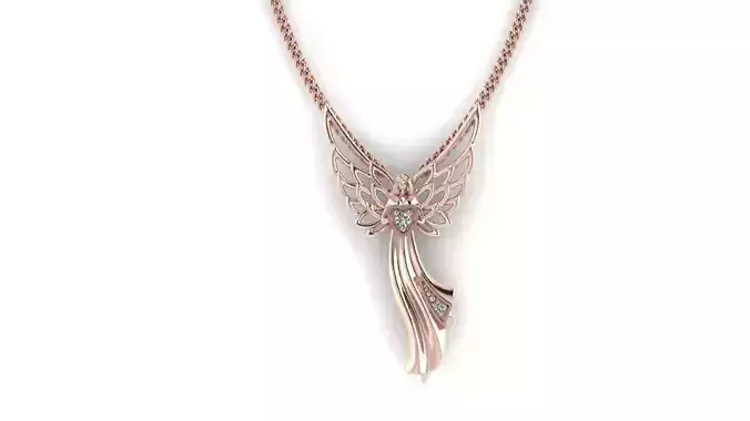 Angel necklace with wings and heart
