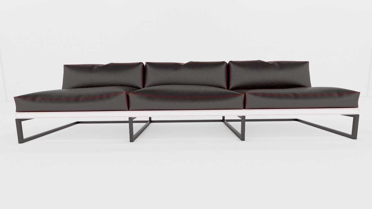 linea oda sillon 3 plazas Low-poly 3D model_1