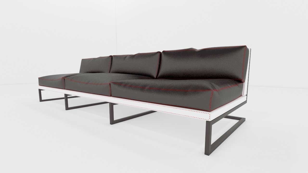 linea oda sillon 3 plazas Low-poly 3D model_2