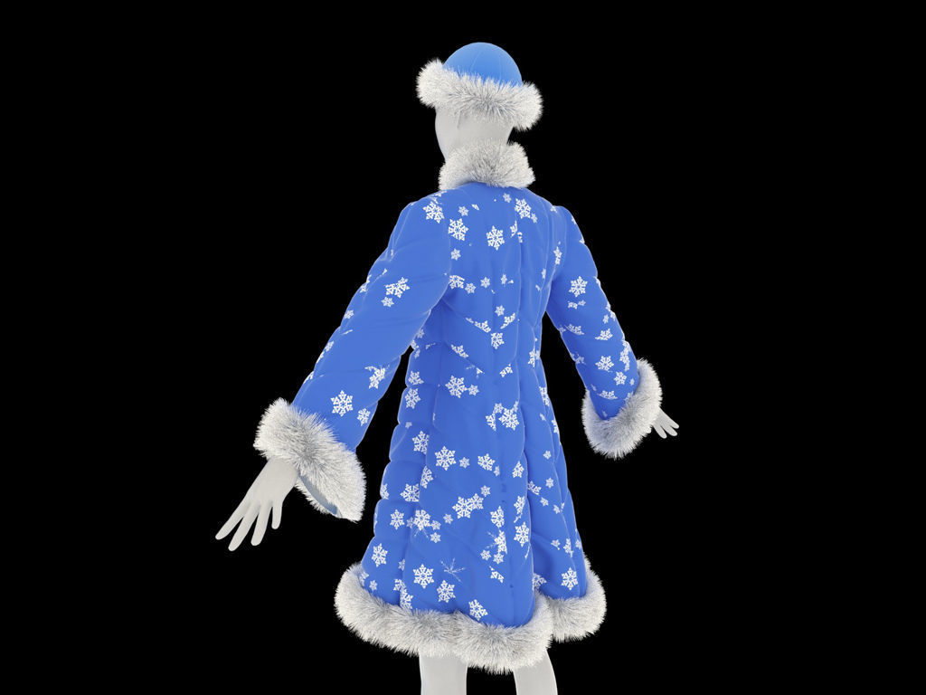 Fur coat for the Snow Maiden 3D model_3