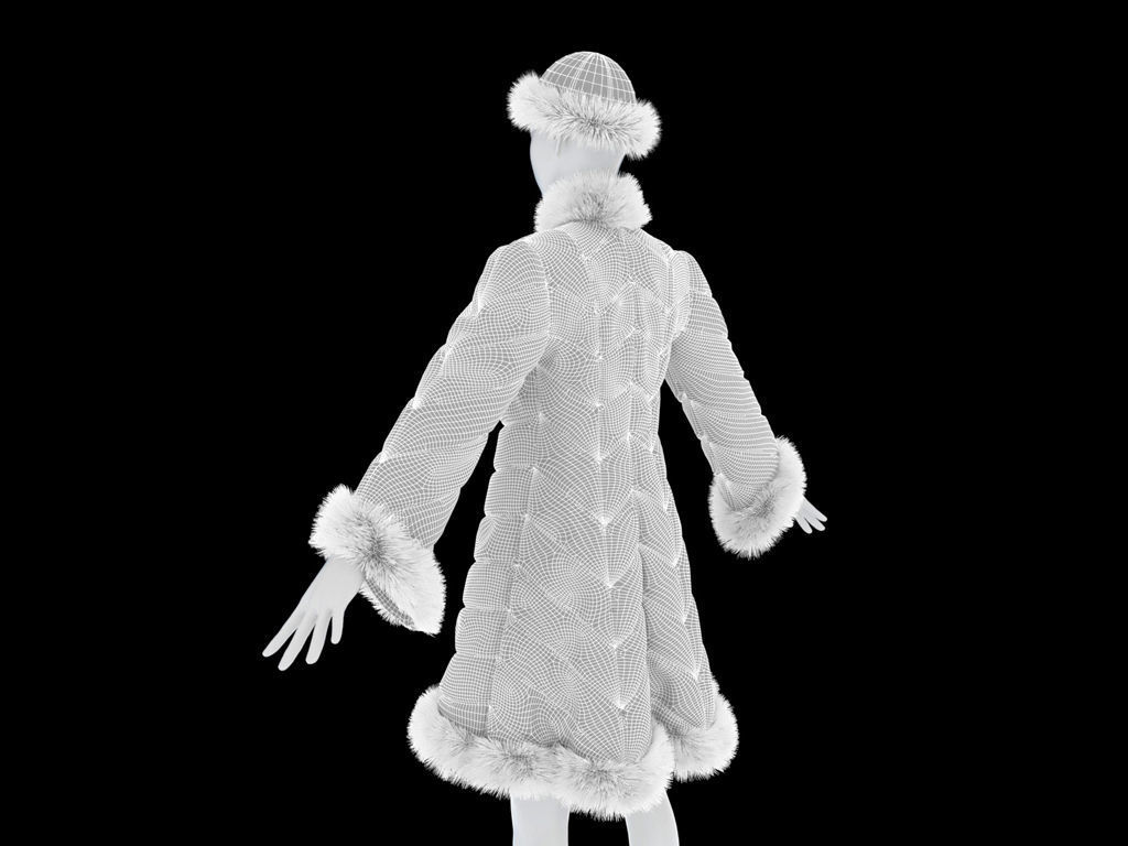 Fur coat for the Snow Maiden 3D model_7