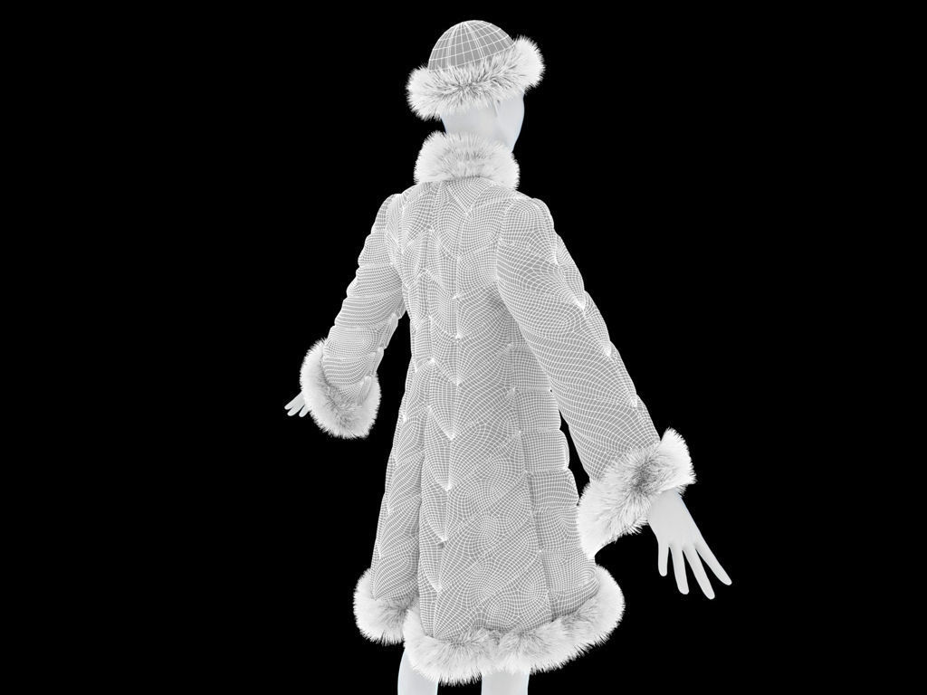 Fur coat for the Snow Maiden 3D model_8
