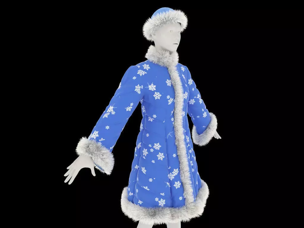 Fur coat for the Snow Maiden 3D model_0