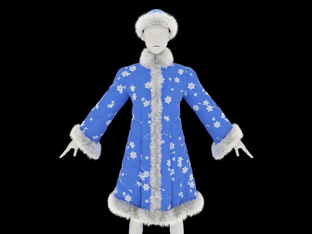 Fur coat for the Snow Maiden 3D model_1