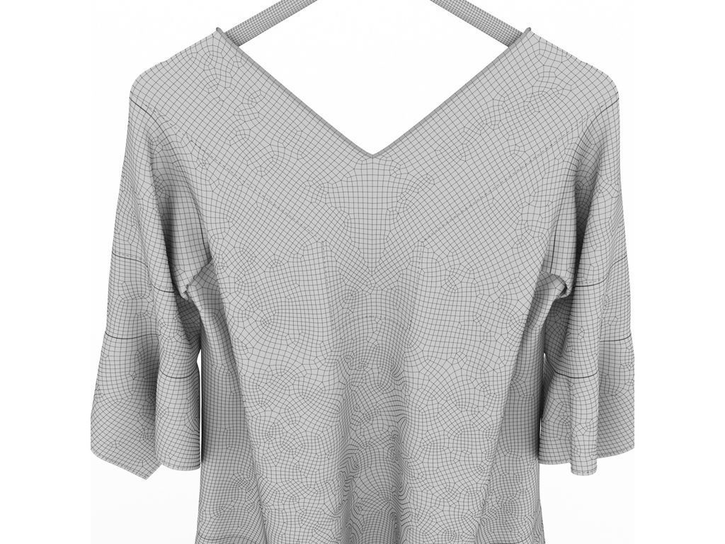 Blouse with lace inserts 3D model_7