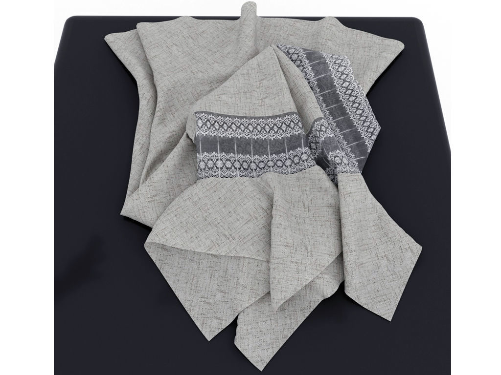 Blouse with lace inserts 3D model_5