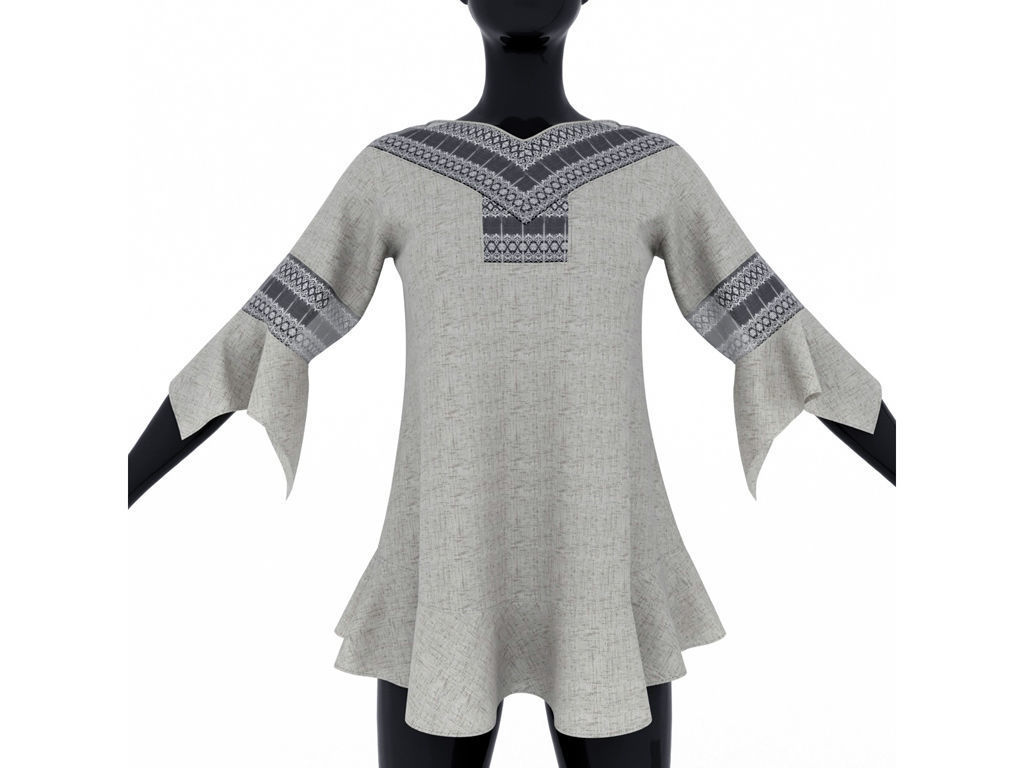 Blouse with lace inserts 3D model_3