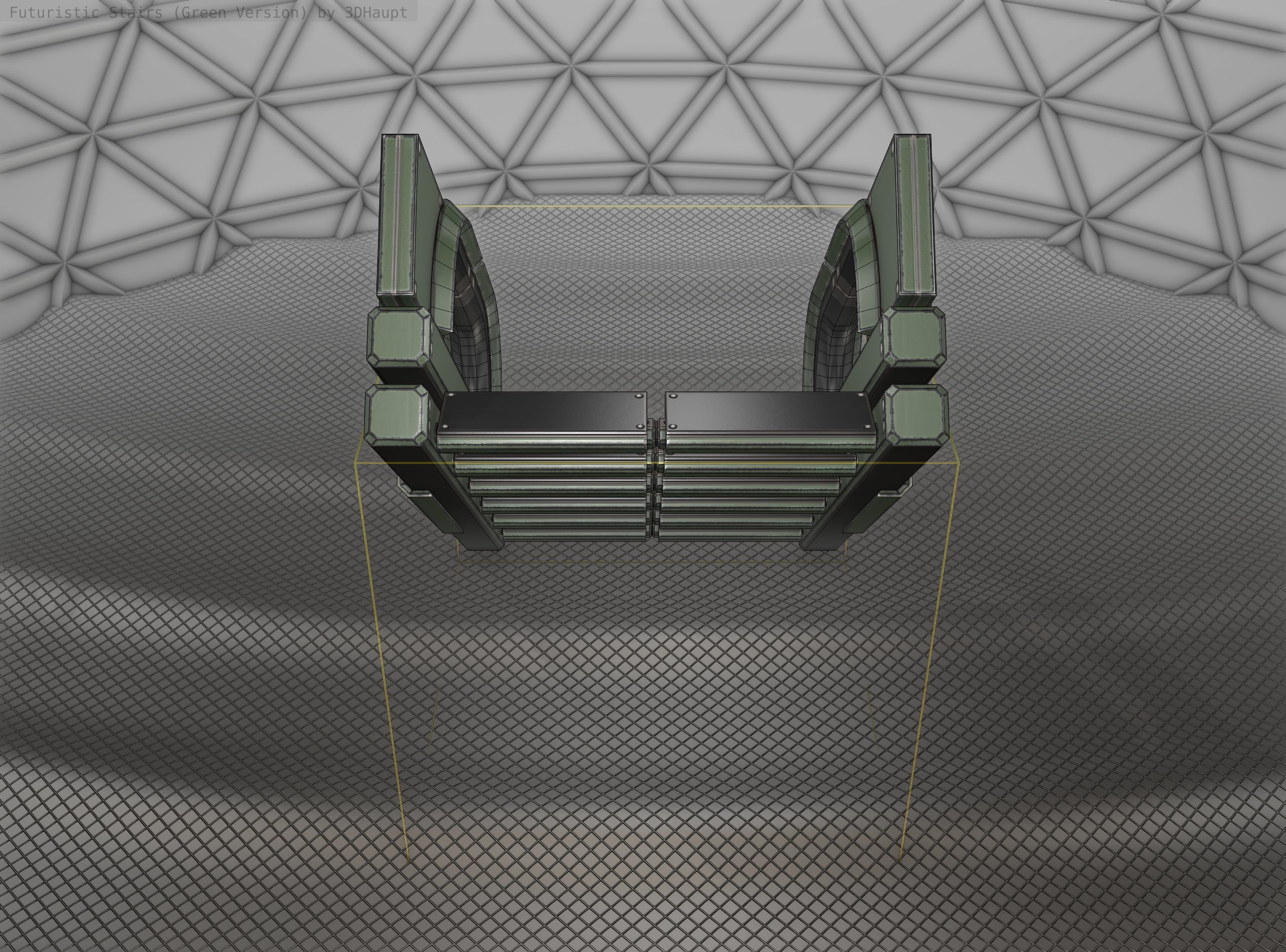 Sci-Fi Stairs - 3 - Green Version Low-poly 3D model_3