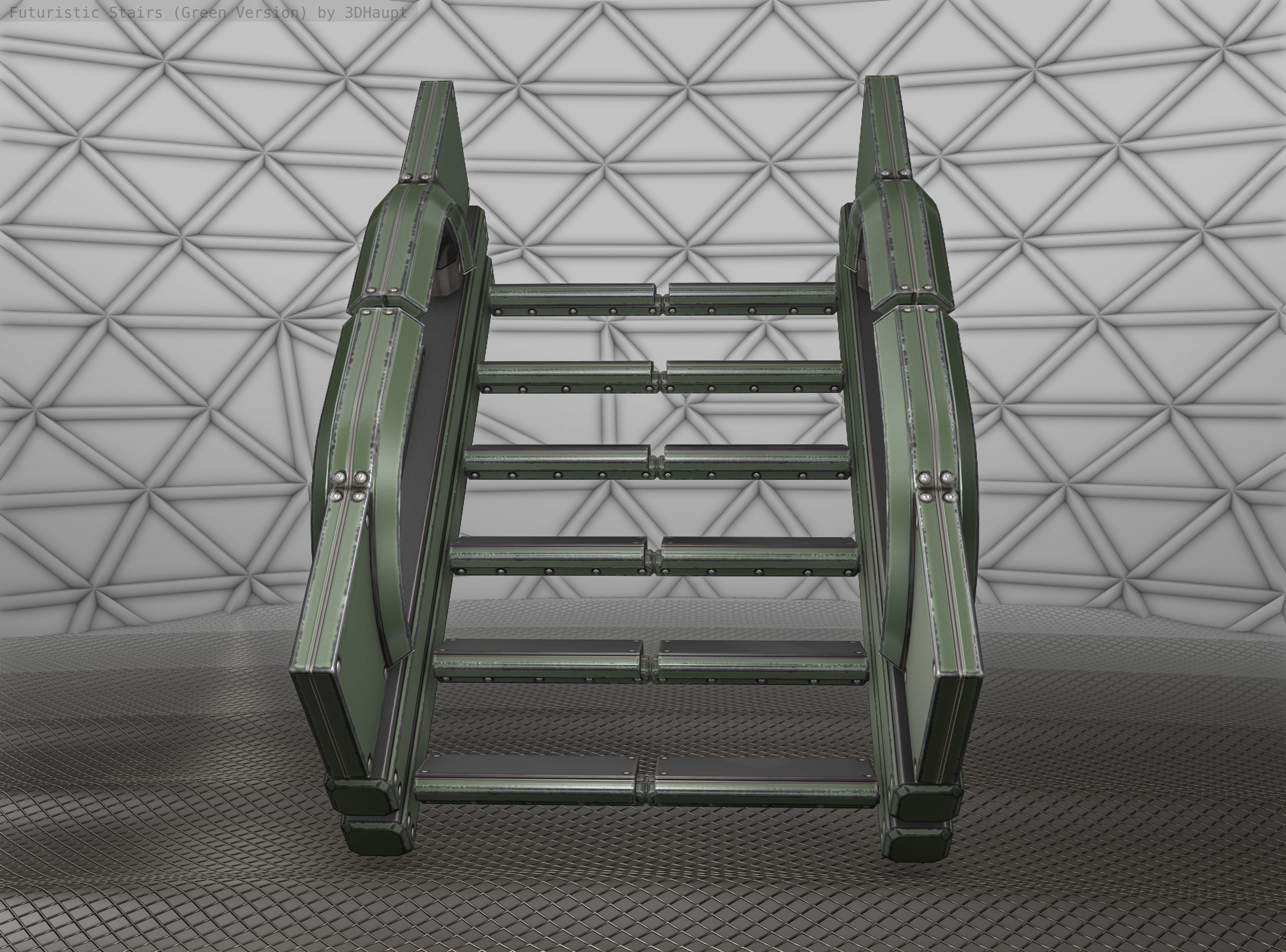 Sci-Fi Stairs - 3 - Green Version Low-poly 3D model_14