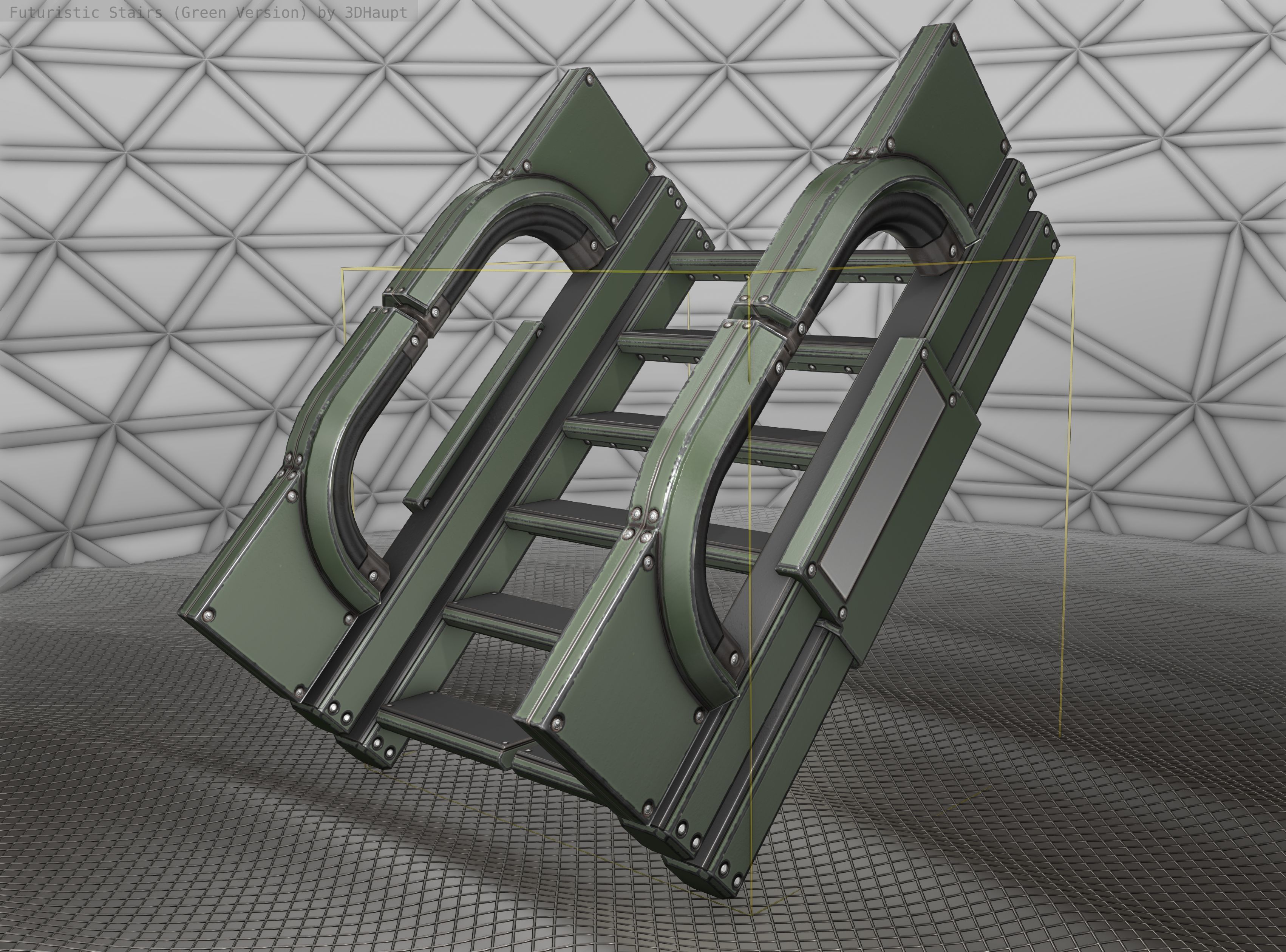 Sci-Fi Stairs - 3 - Green Version Low-poly 3D model_23