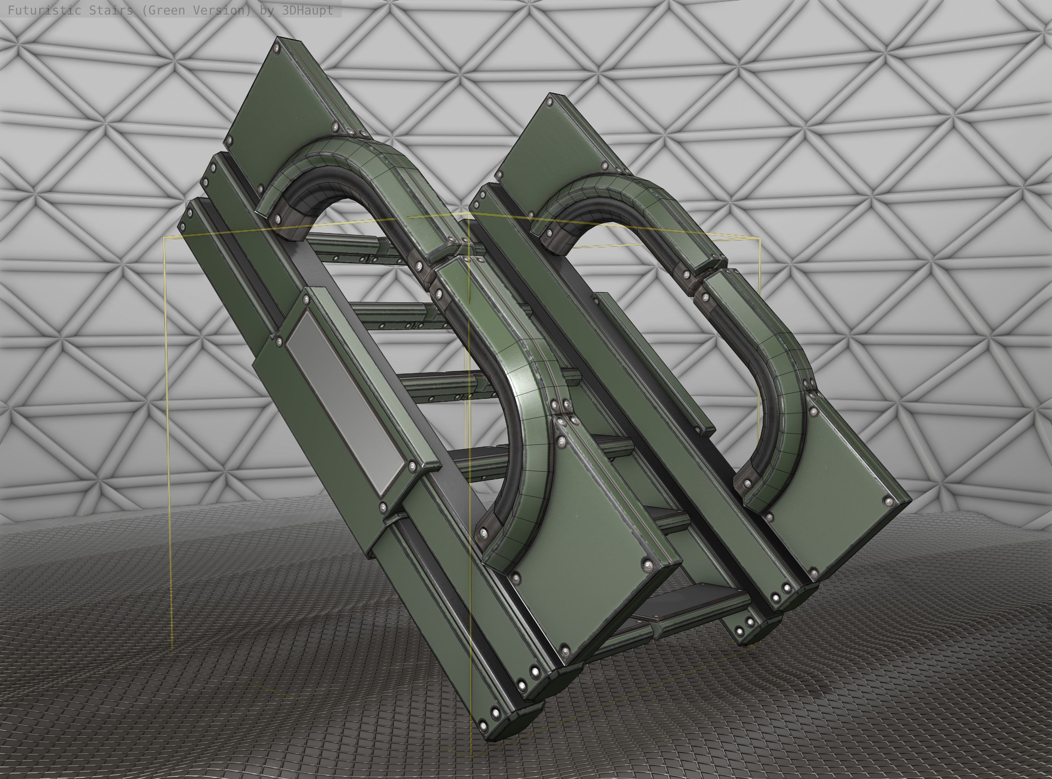 Sci-Fi Stairs - 3 - Green Version Low-poly 3D model_13