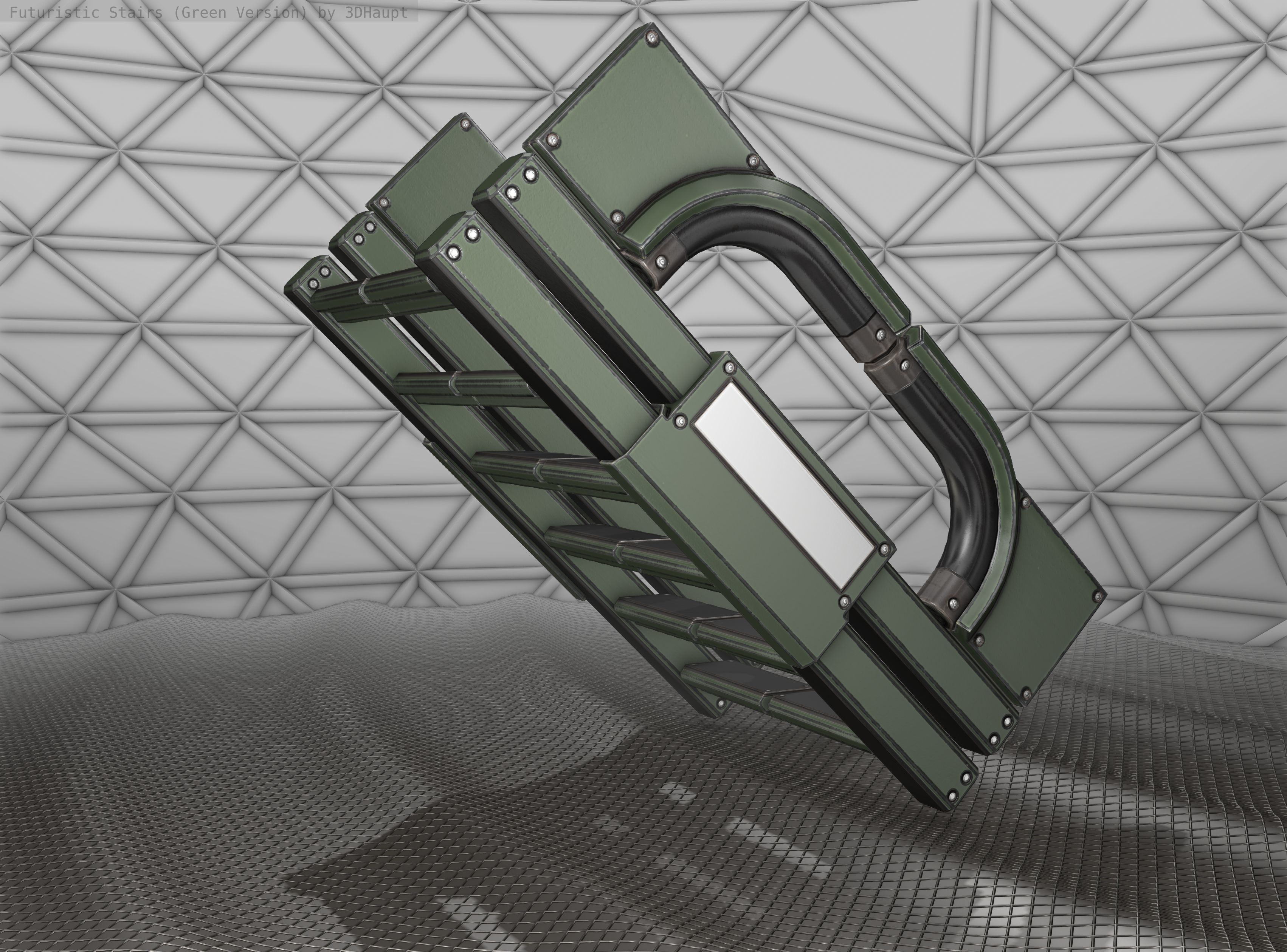 Sci-Fi Stairs - 3 - Green Version Low-poly 3D model_12