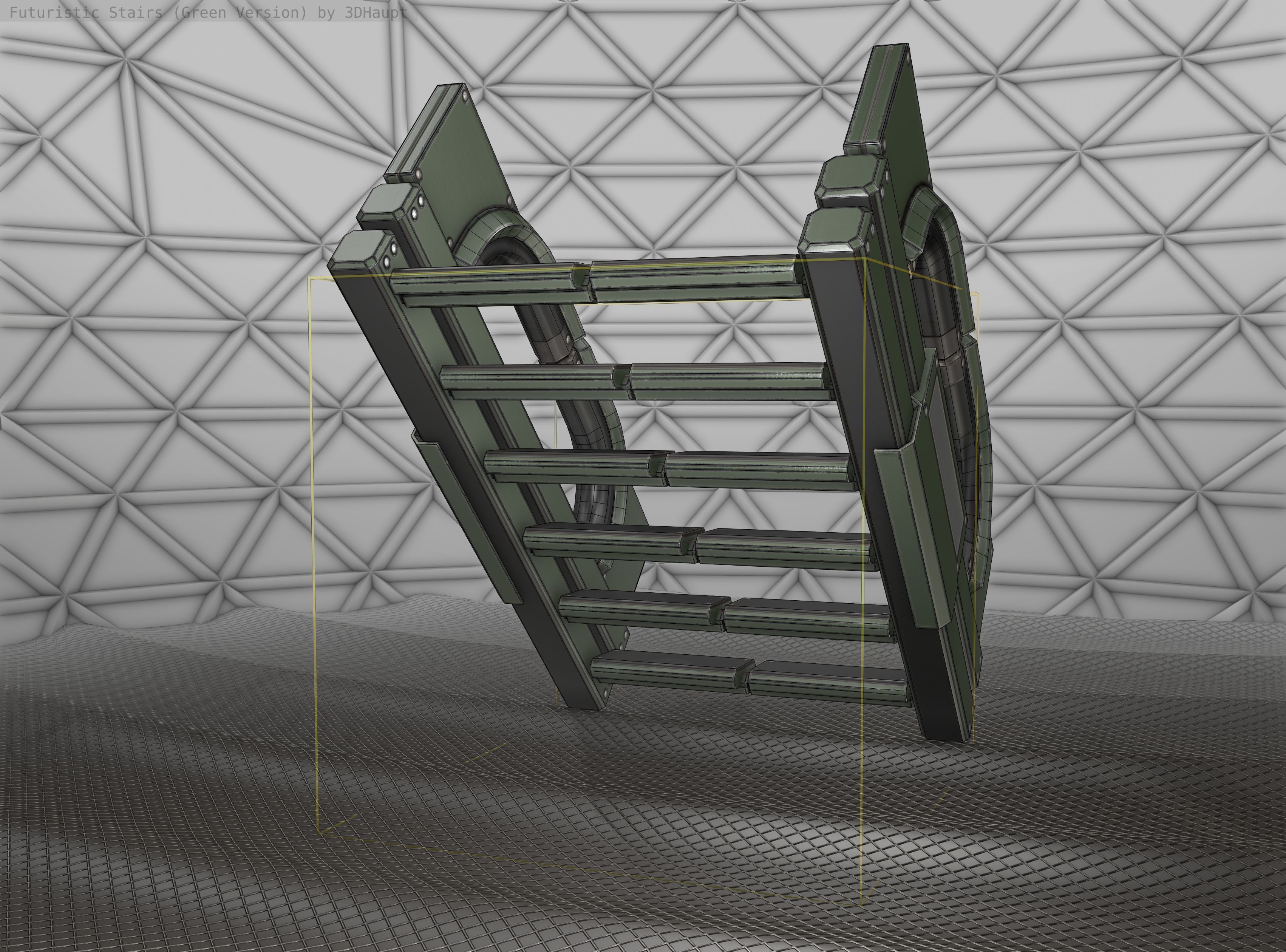 Sci-Fi Stairs - 3 - Green Version Low-poly 3D model_11