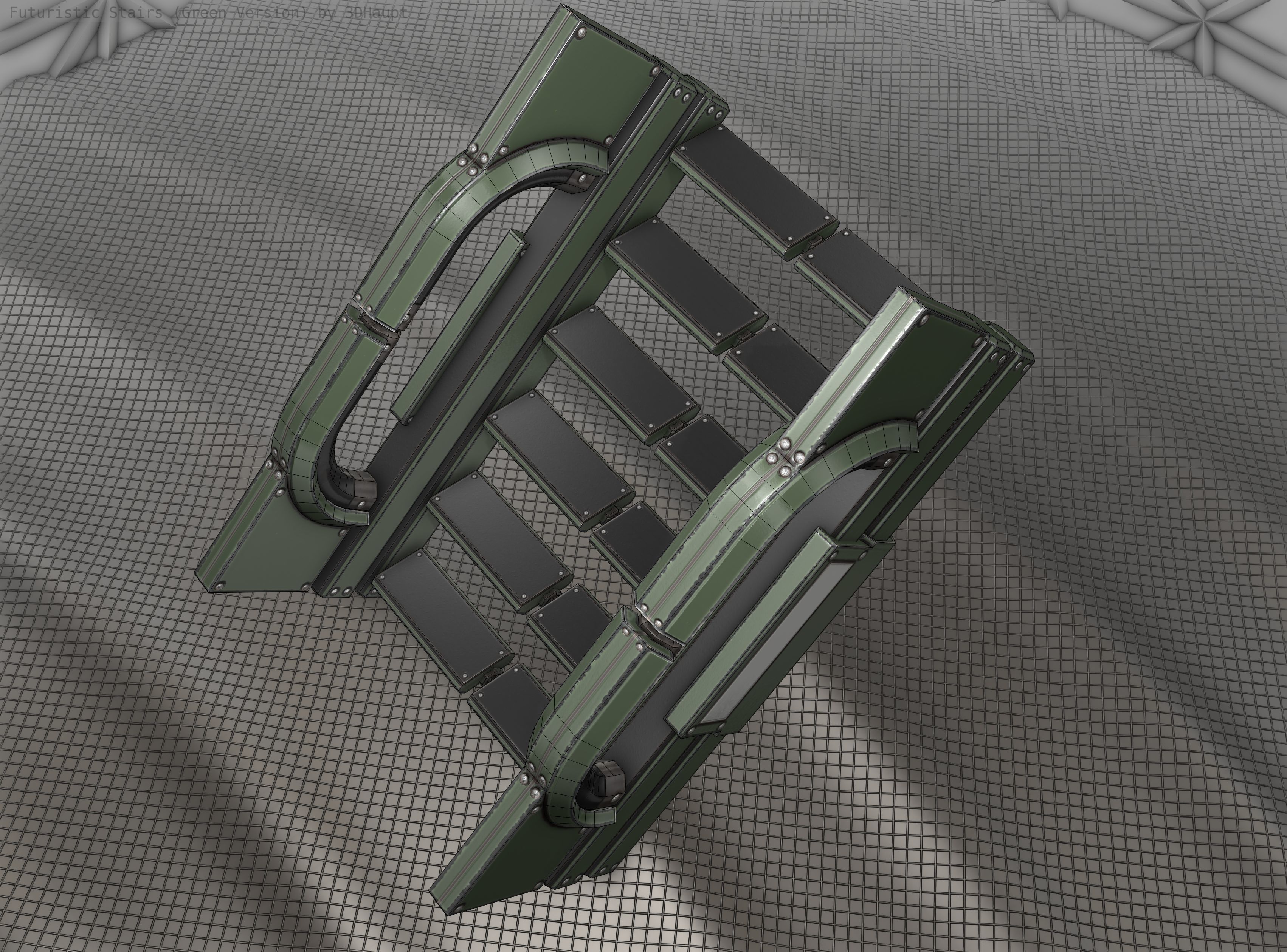 Sci-Fi Stairs - 3 - Green Version Low-poly 3D model_16