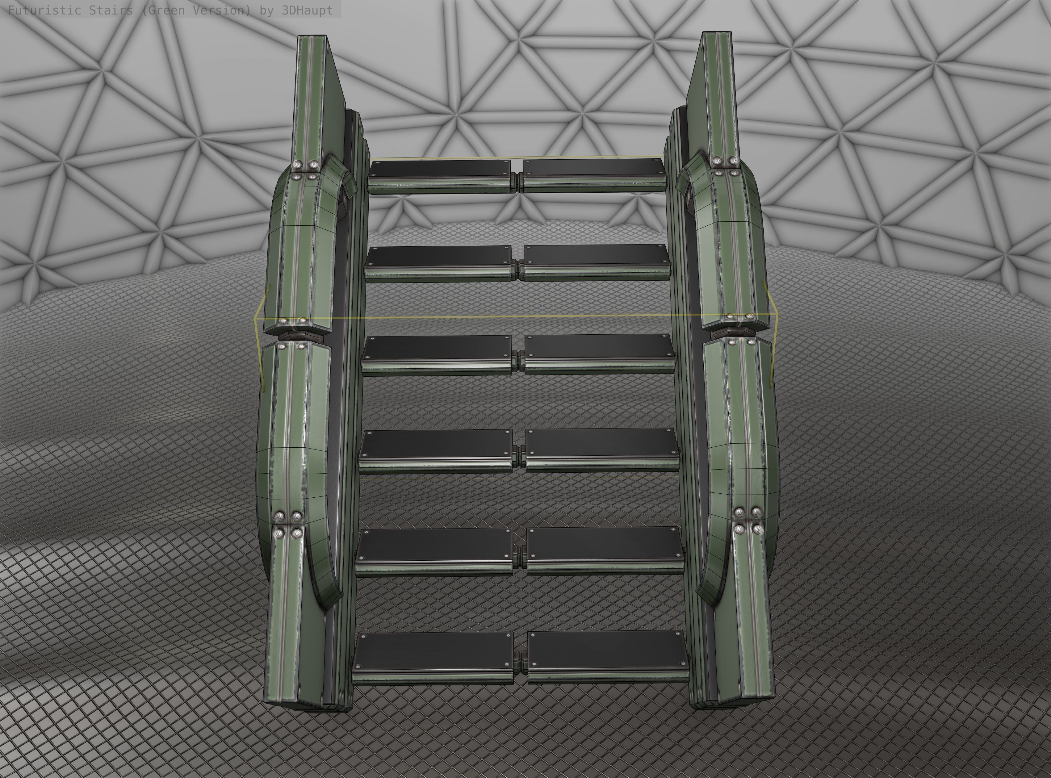 Sci-Fi Stairs - 3 - Green Version Low-poly 3D model_7