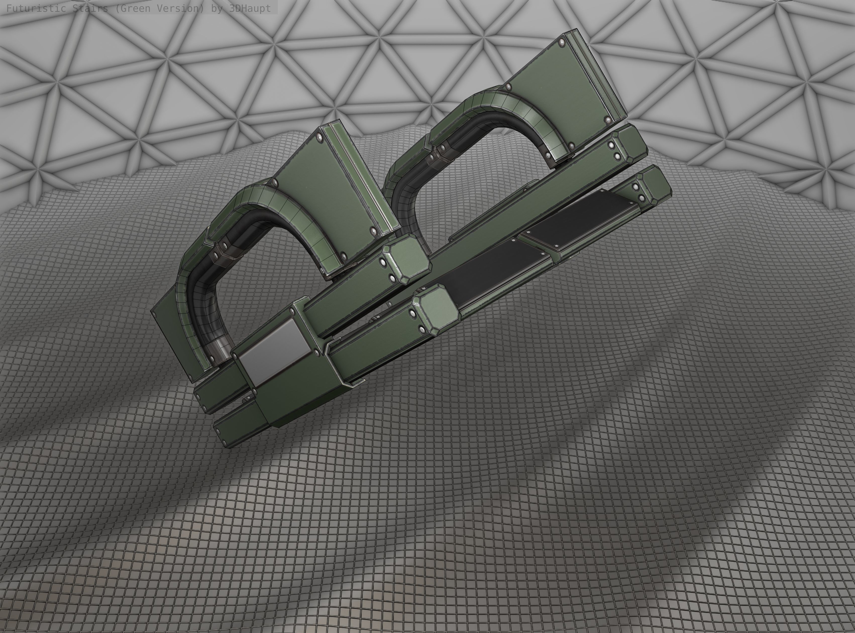 Sci-Fi Stairs - 3 - Green Version Low-poly 3D model_2