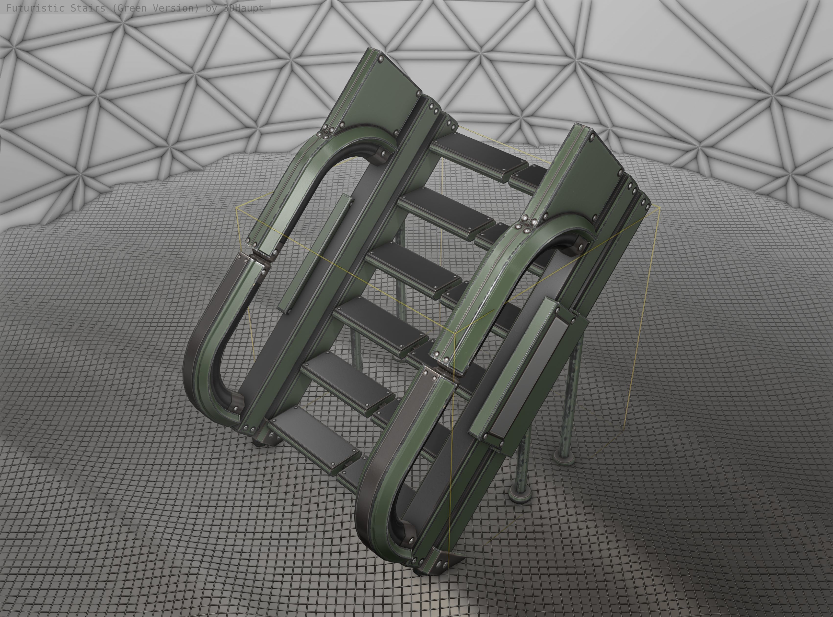 Sci-Fi Stairs - 3 - Green Version Low-poly 3D model_25