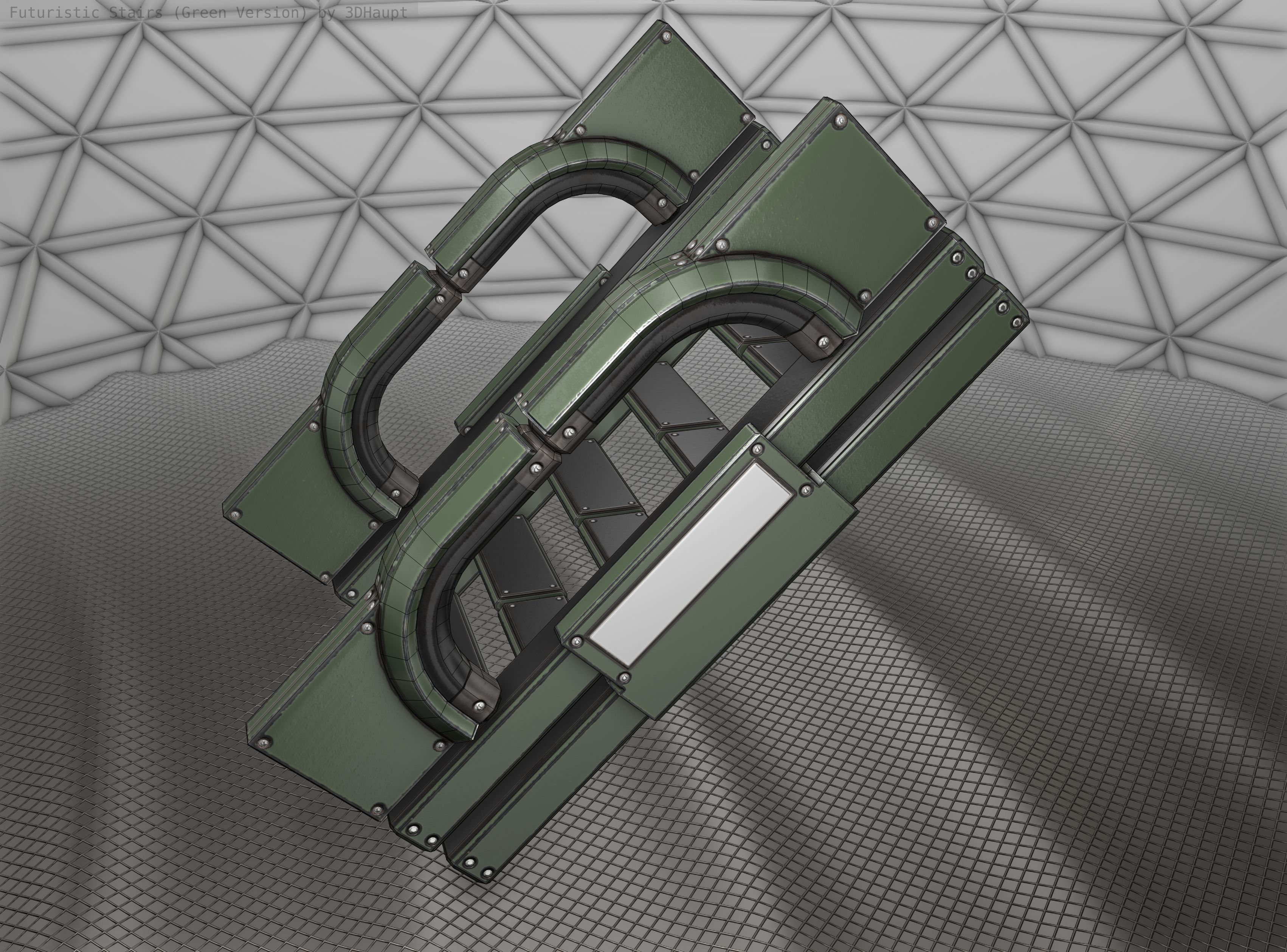 Sci-Fi Stairs - 3 - Green Version Low-poly 3D model_24