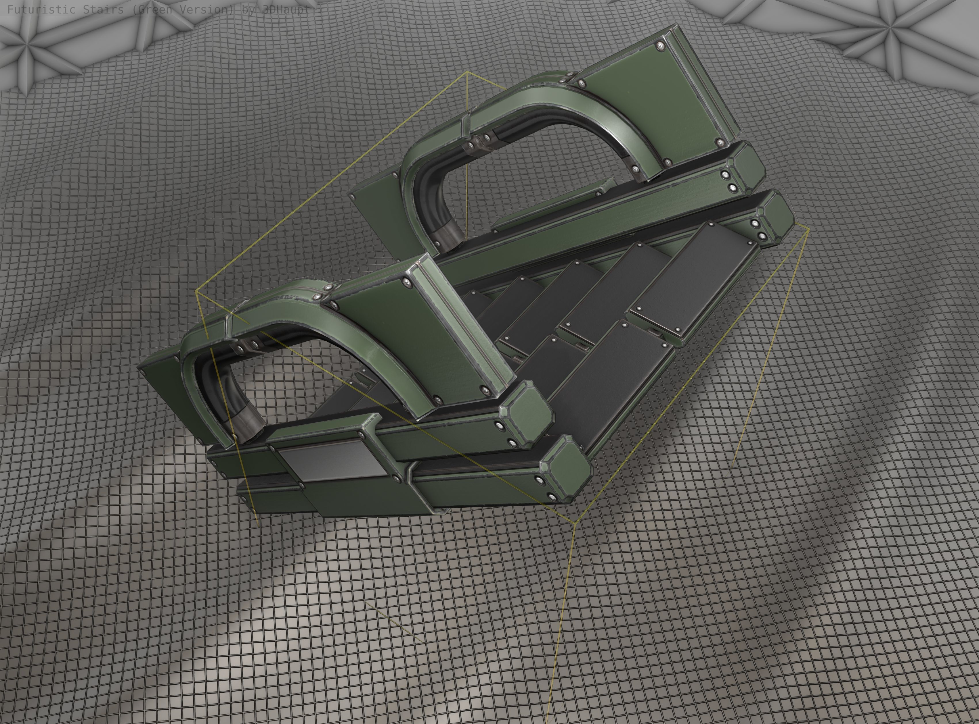 Sci-Fi Stairs - 3 - Green Version Low-poly 3D model_17