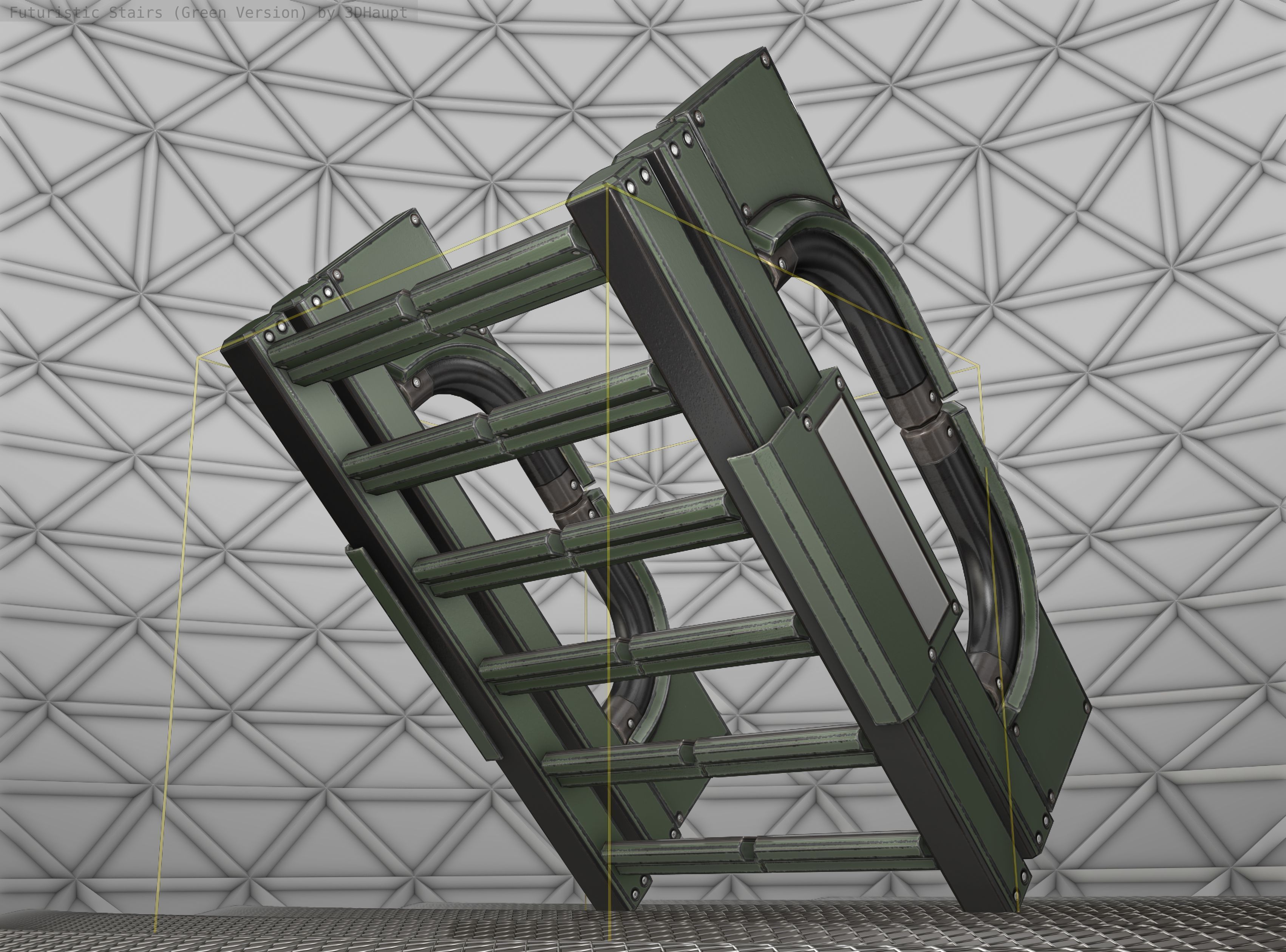 Sci-Fi Stairs - 3 - Green Version Low-poly 3D model_21