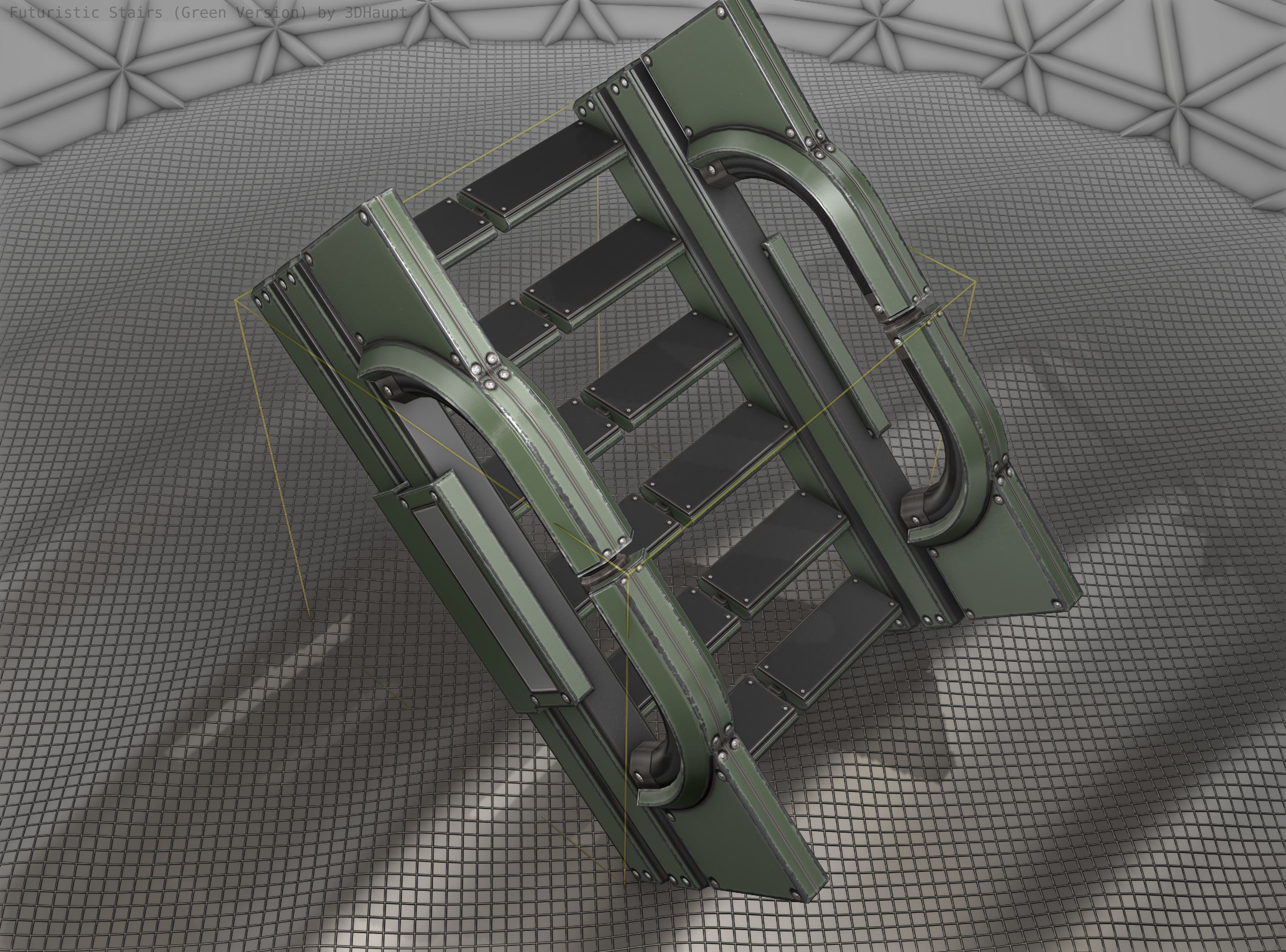 Sci-Fi Stairs - 3 - Green Version Low-poly 3D model_19