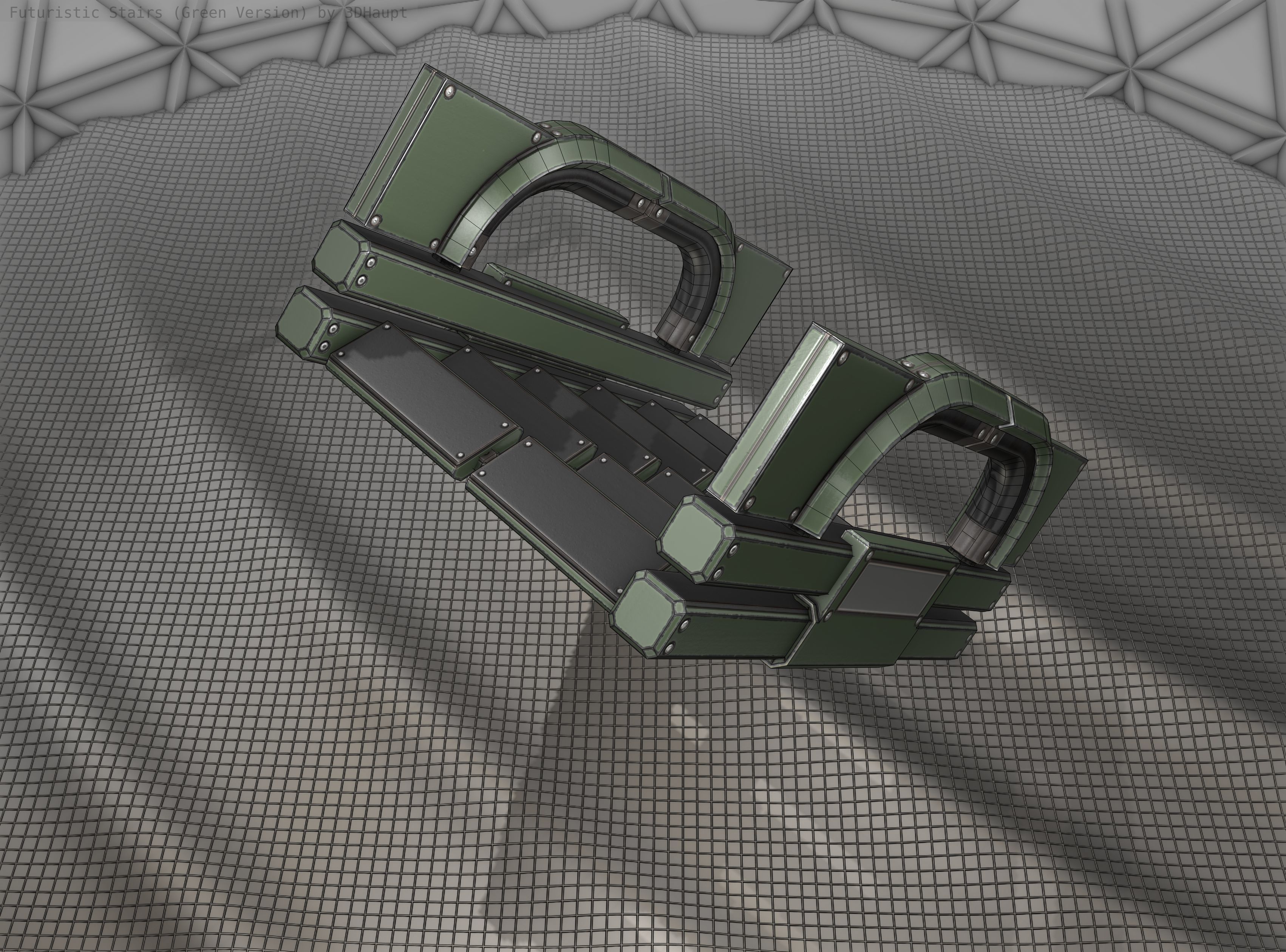 Sci-Fi Stairs - 3 - Green Version Low-poly 3D model_18