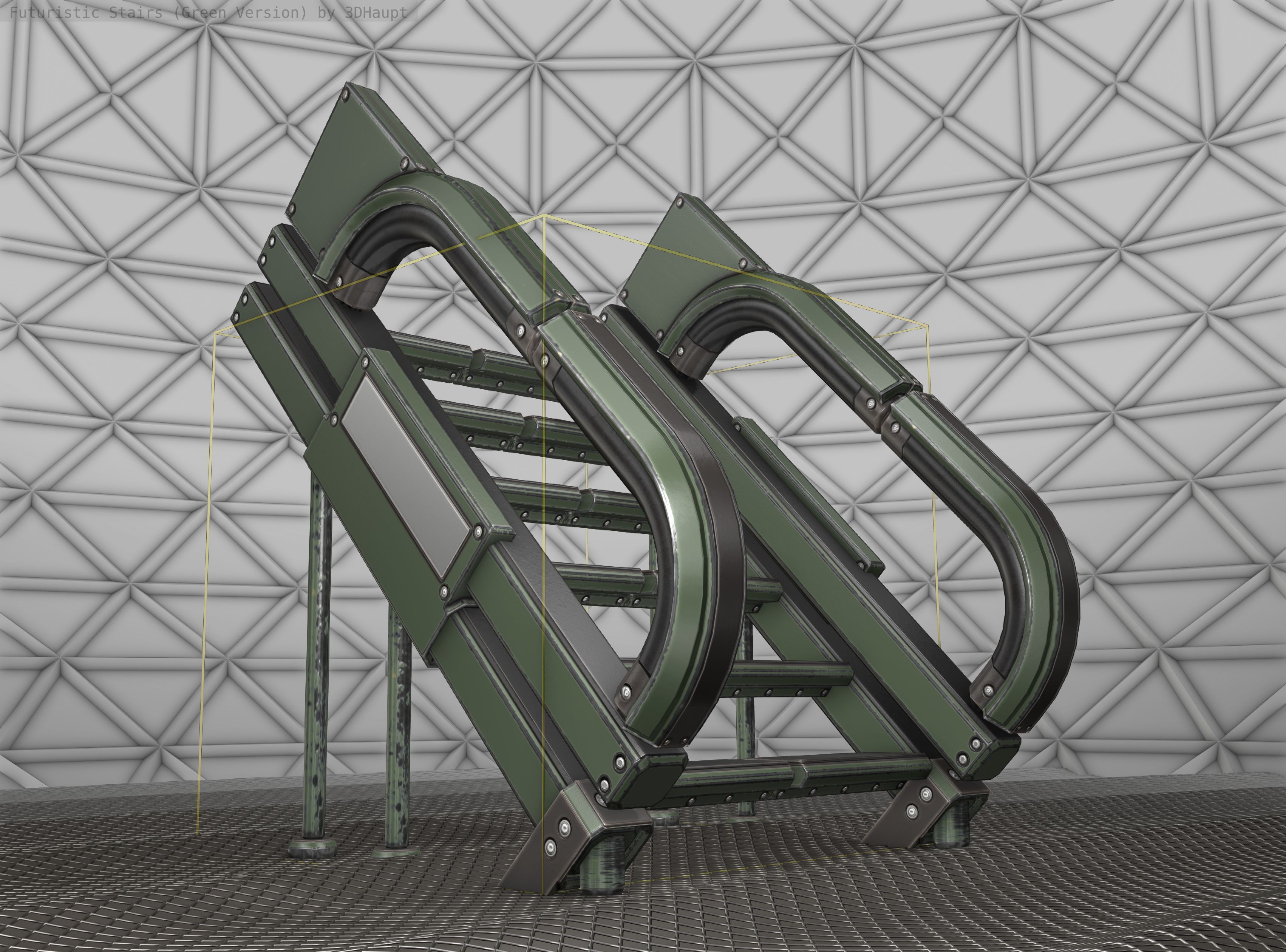 Sci-Fi Stairs - 4 - Green Version  Low-poly 3D model_23