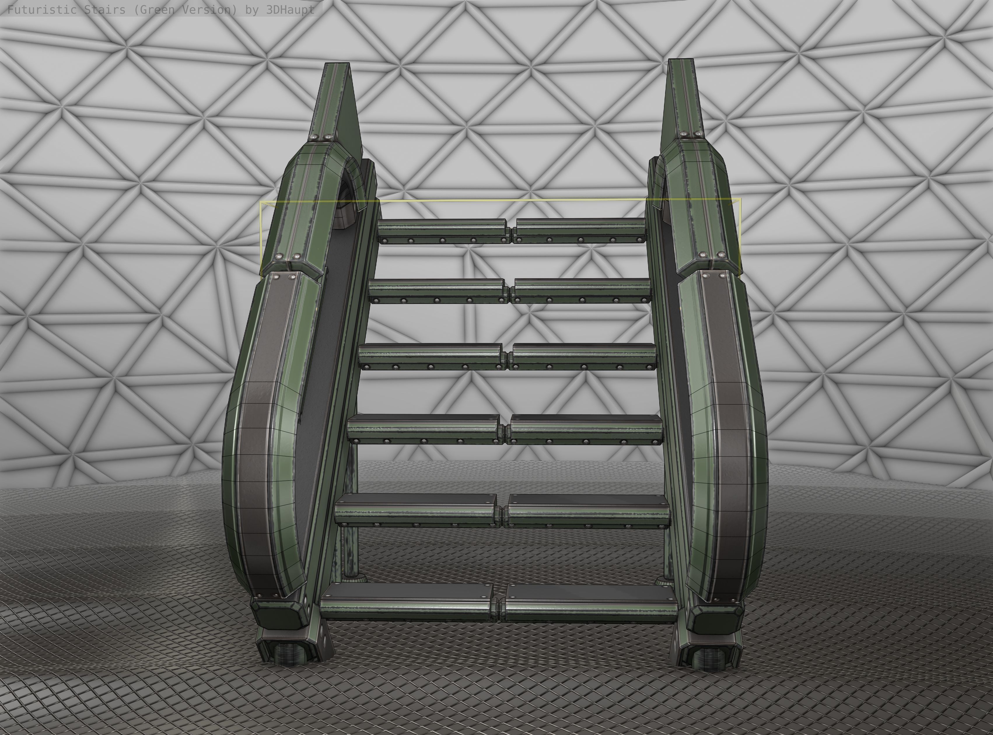 Sci-Fi Stairs - 4 - Green Version  Low-poly 3D model_14