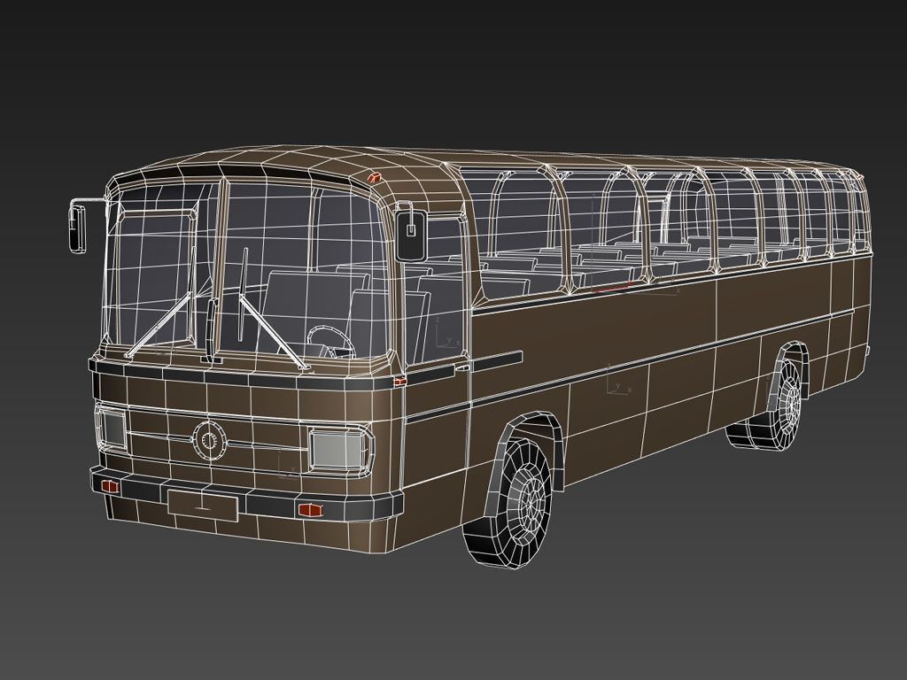Low poly Bus game asset Low-poly 3D model_4