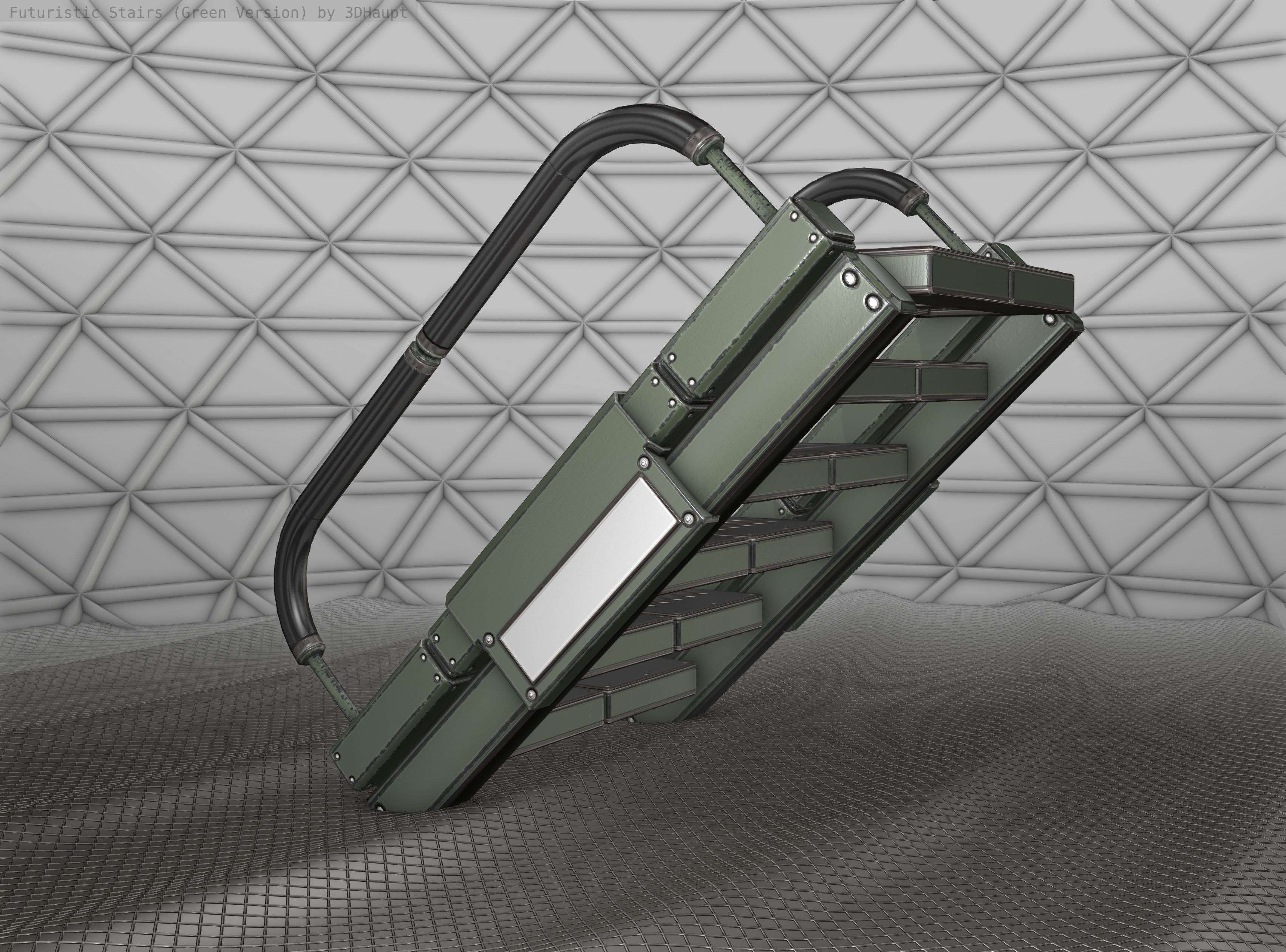 Sci-Fi Stairs - 7 - Green Version Low-poly 3D model_10