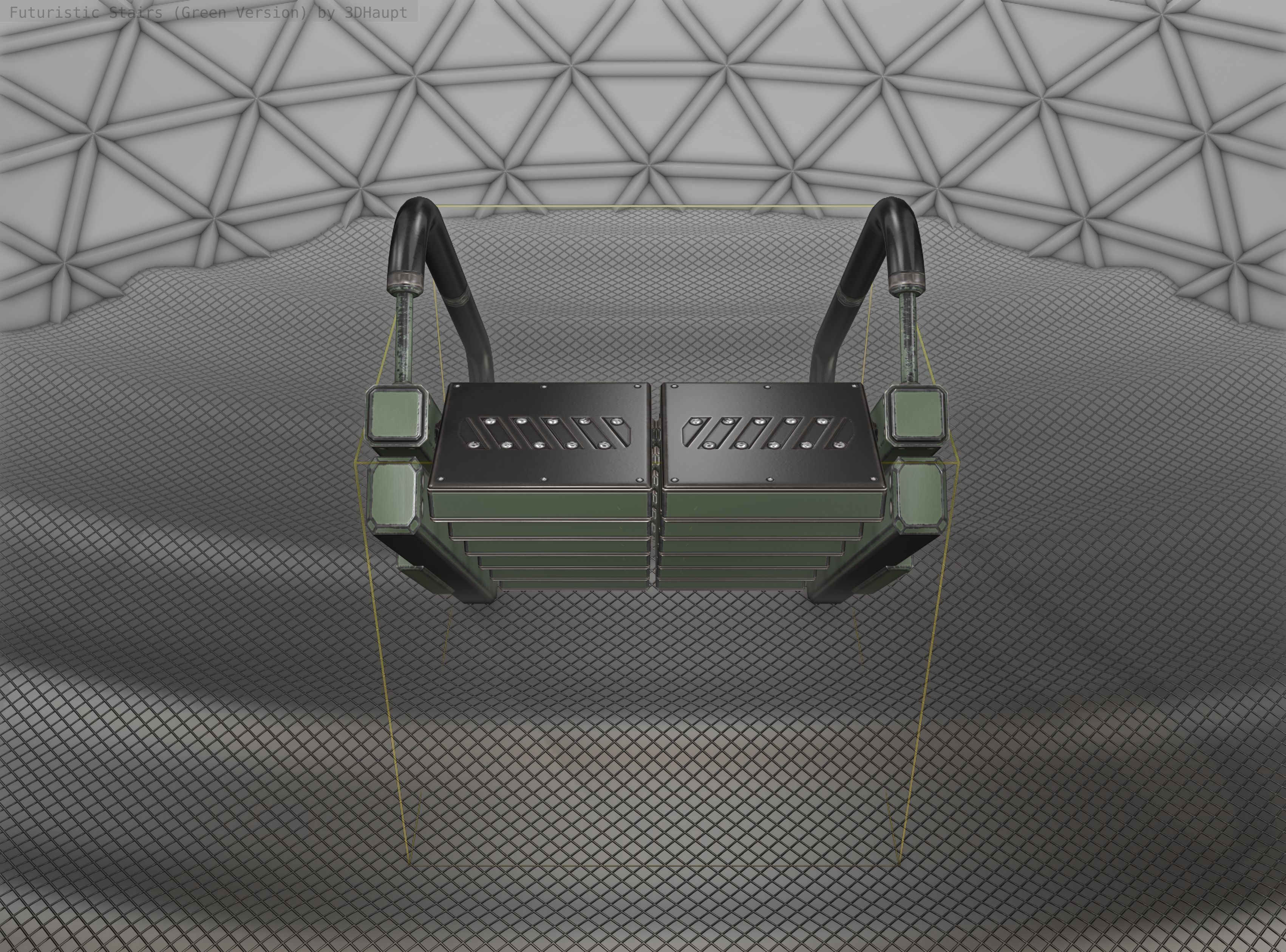 Sci-Fi Stairs - 7 - Green Version Low-poly 3D model_3