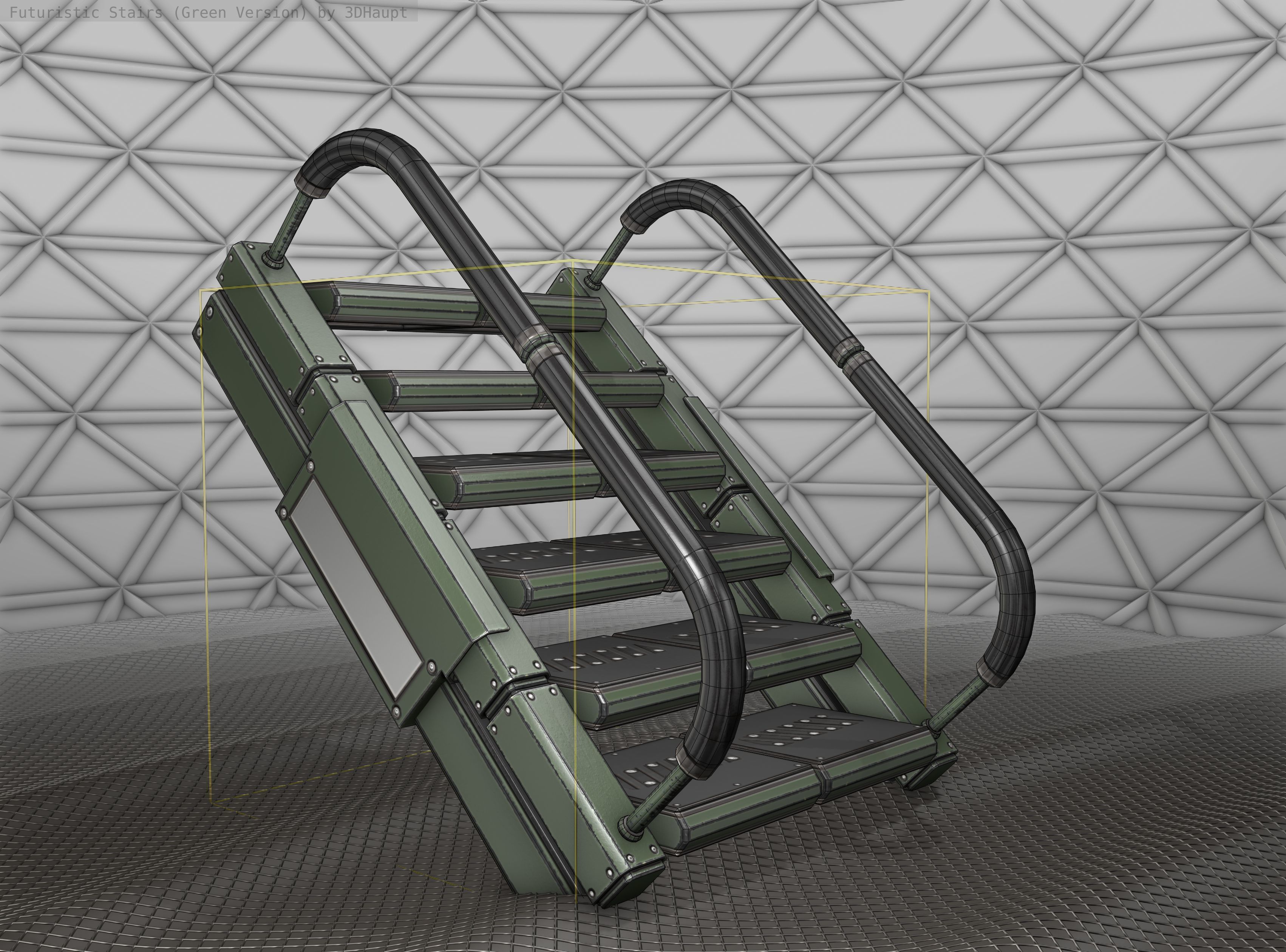 Sci-Fi Stairs - 7 - Green Version Low-poly 3D model_13