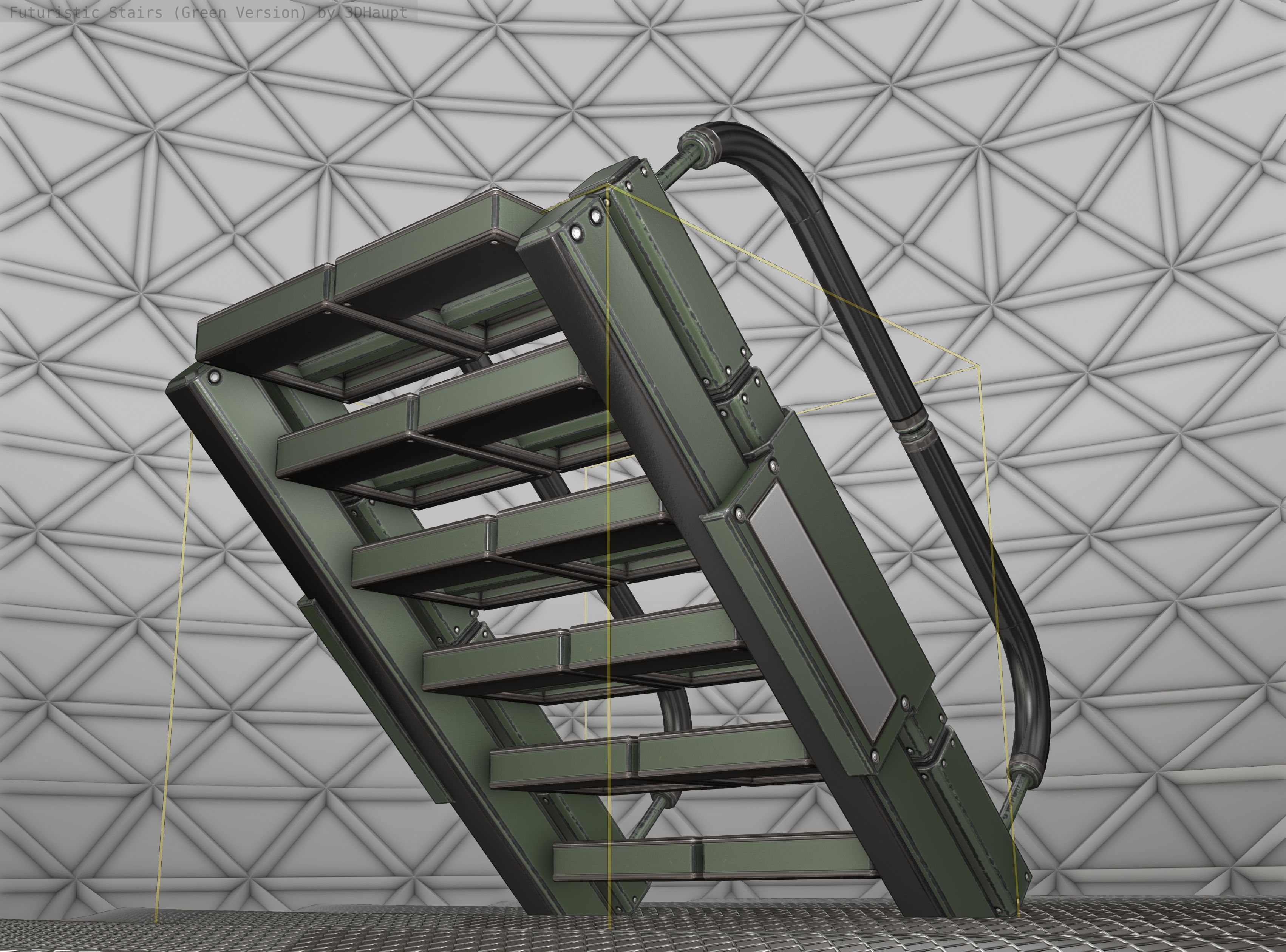 Sci-Fi Stairs - 7 - Green Version Low-poly 3D model_21