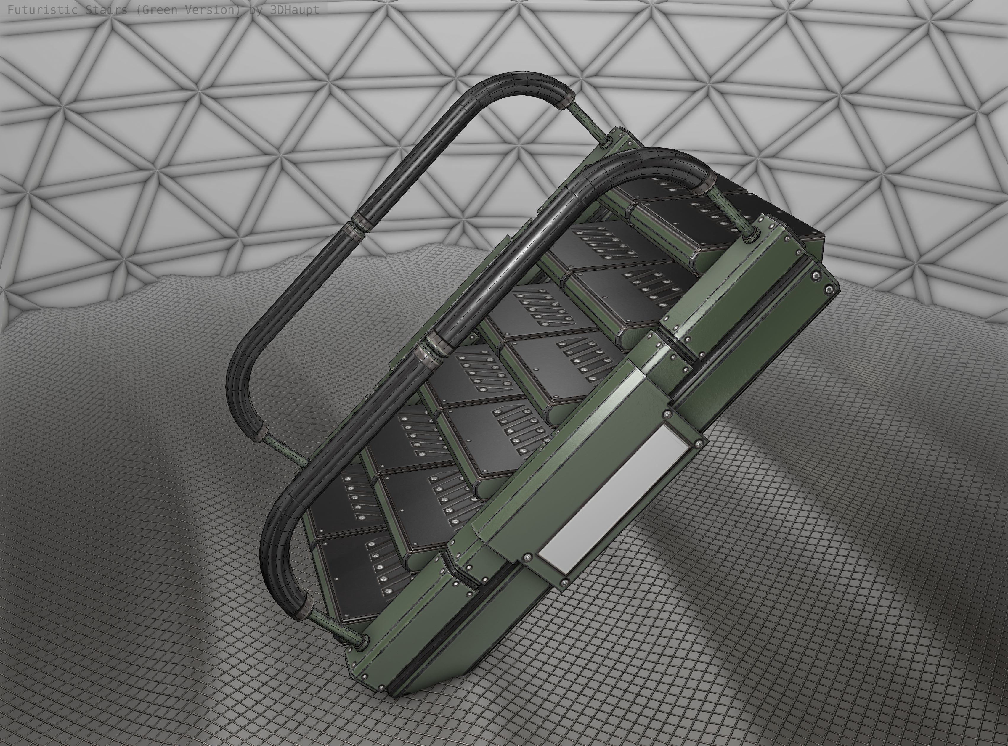Sci-Fi Stairs - 7 - Green Version Low-poly 3D model_24