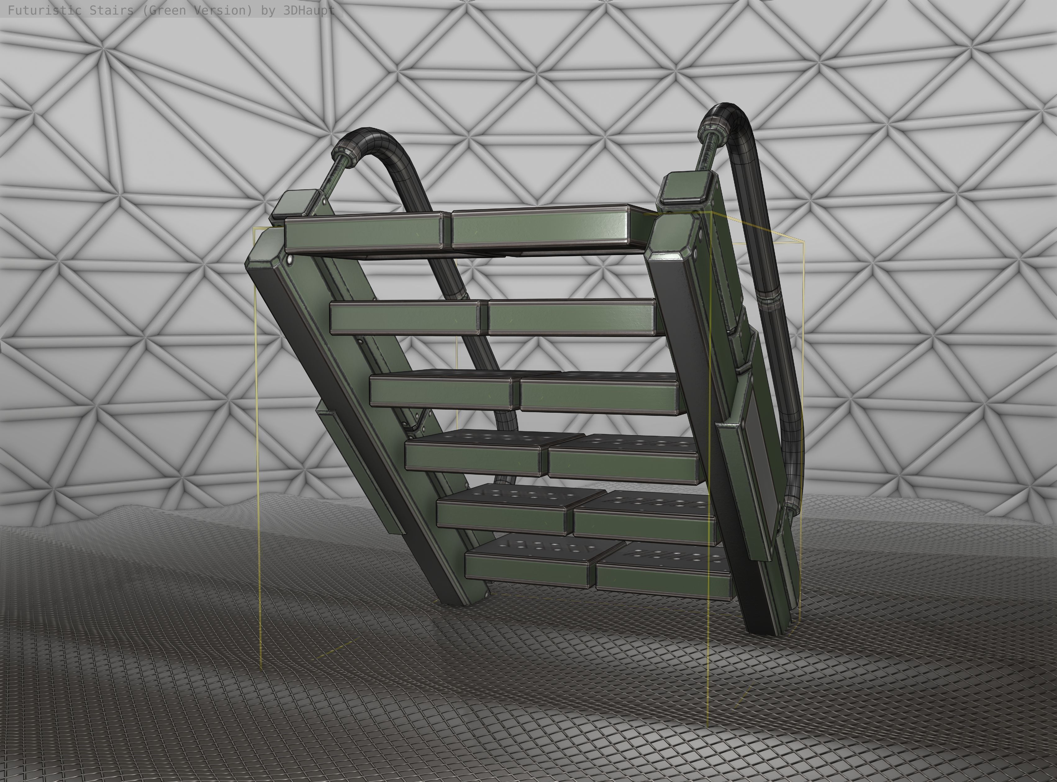 Sci-Fi Stairs - 7 - Green Version Low-poly 3D model_11