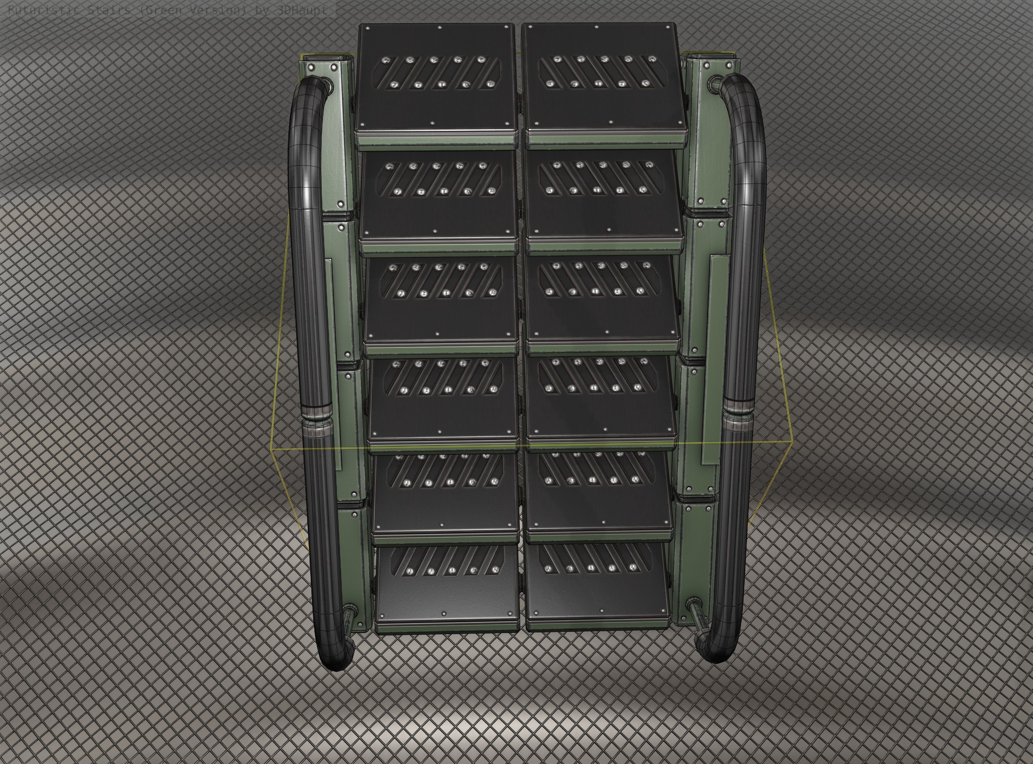 Sci-Fi Stairs - 7 - Green Version Low-poly 3D model_15