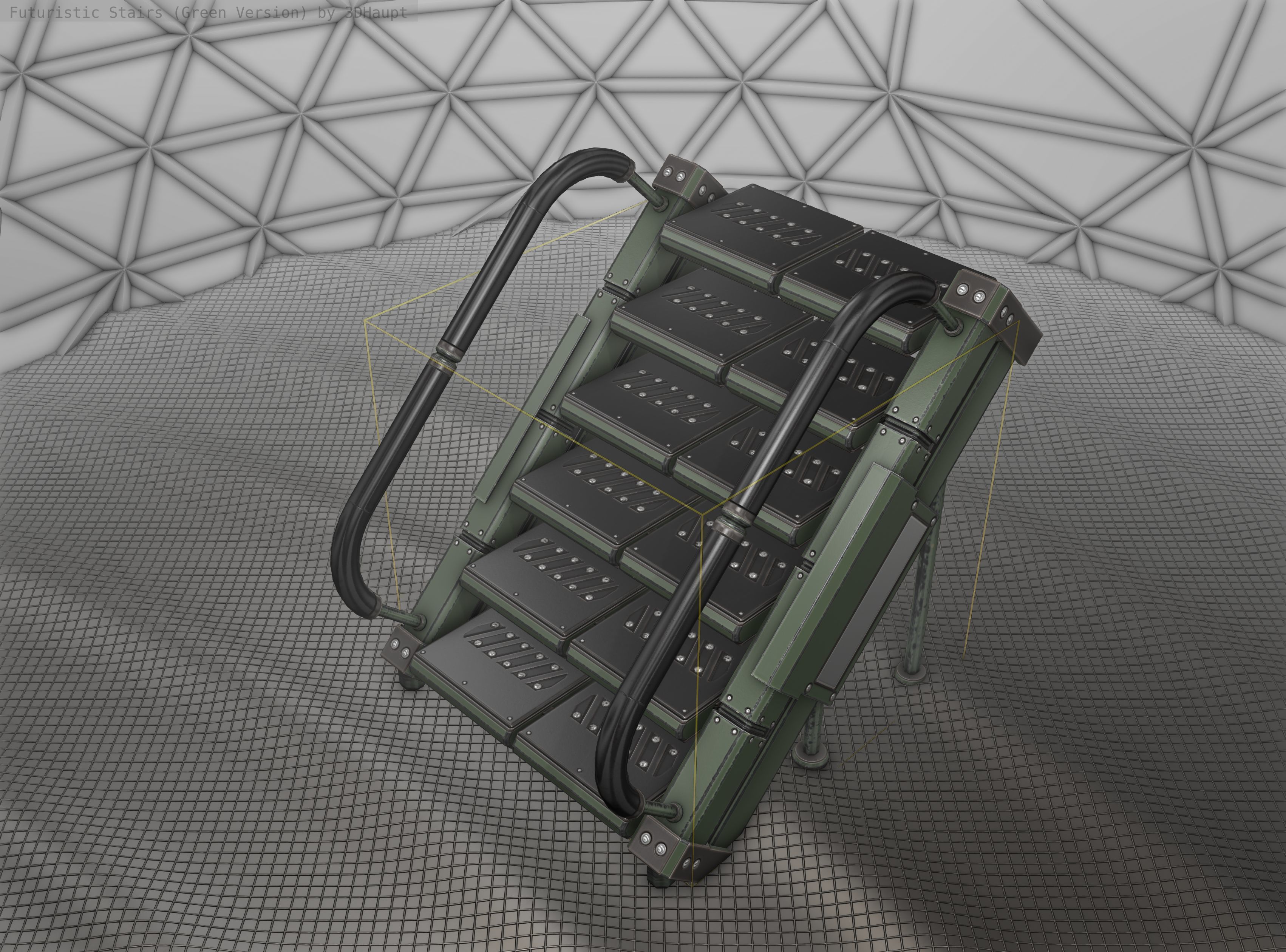 Sci-Fi Stairs - 7 - Green Version Low-poly 3D model_25